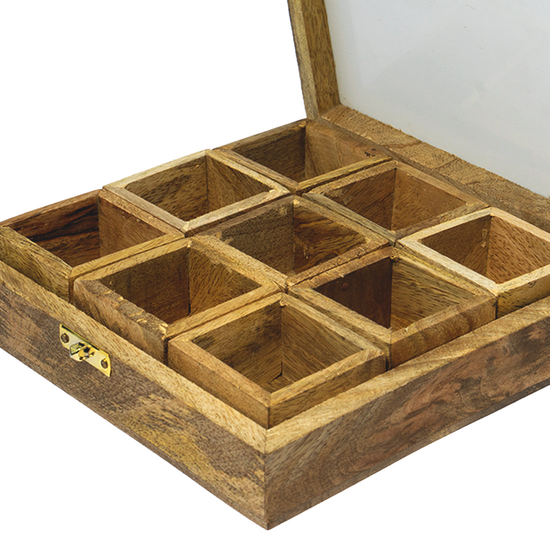 MANGO WOOD MASALA BOX 9 COMPARTMENTS