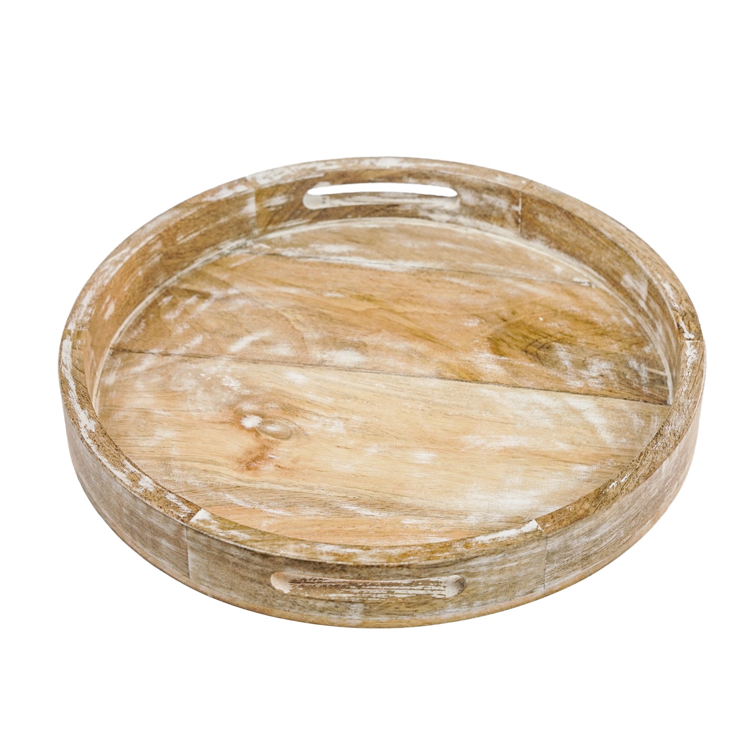 Round Mango Wooden White Tray