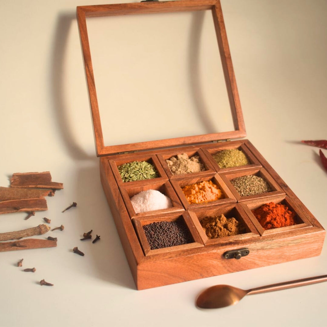 Acacia Wooden Masala Box