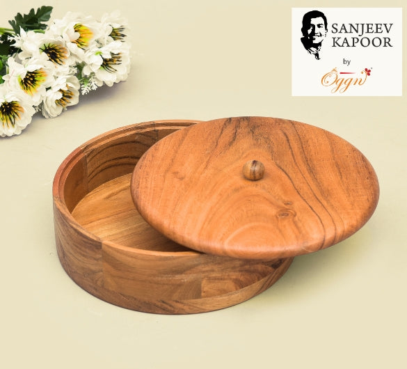 ACACIA WOODEN ROUND ROTI DABBA