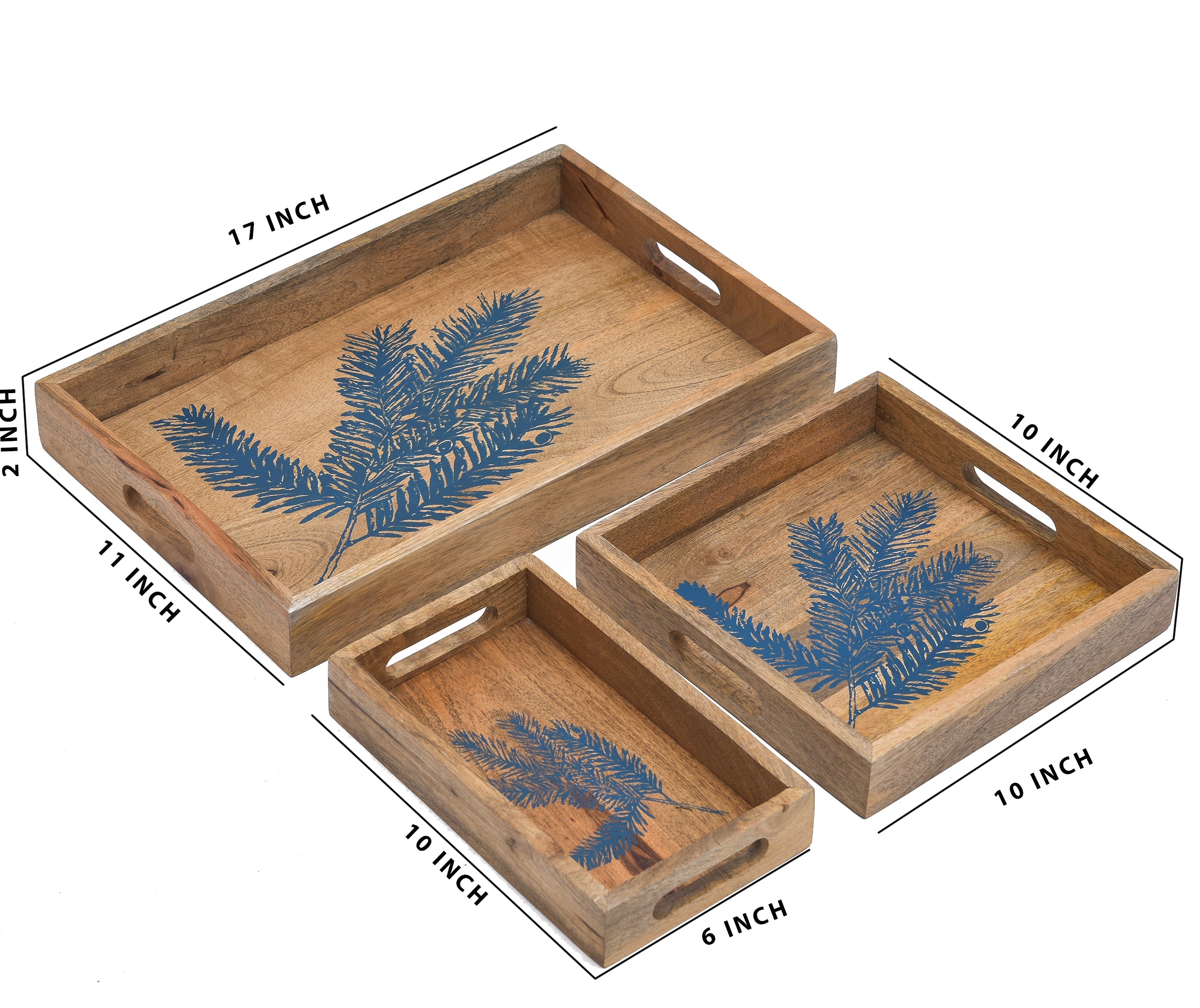 Patti Printed Wooden Serving Tray Set Of 3