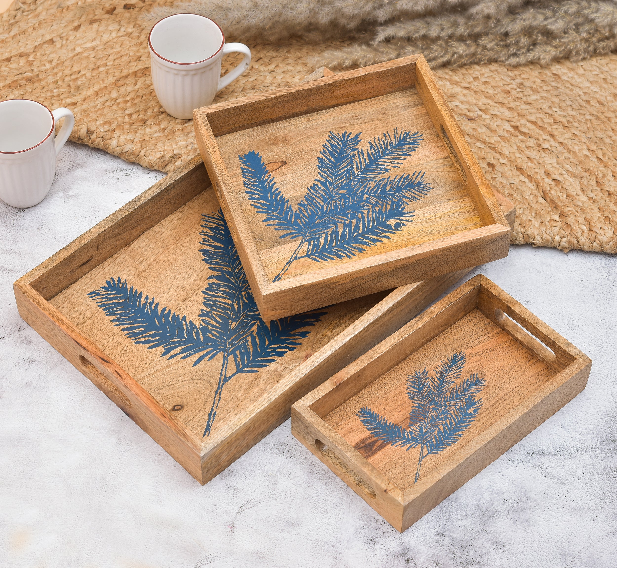 Patti Printed Wooden Serving Tray Set Of 3