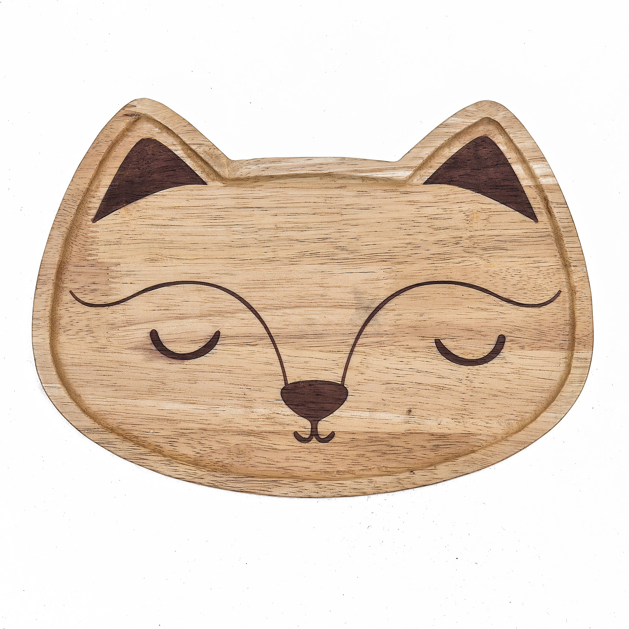 Mango Wood Serving Tray With Meow Print - 12X8 Inch