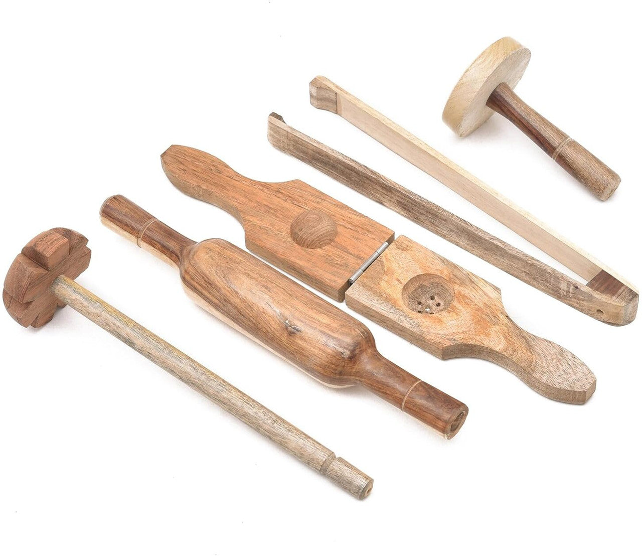 Kitchen Tool Set of 5 (Lemon Squeezer, Rolling Pin, Tong, Masher, Roti Presser)