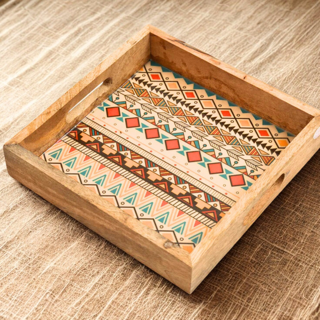 Yellow Meena Wooden Tray