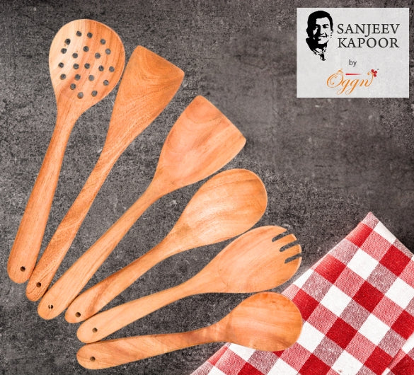 PREMIUM NEEM WOOD SPATULA SET OF 6