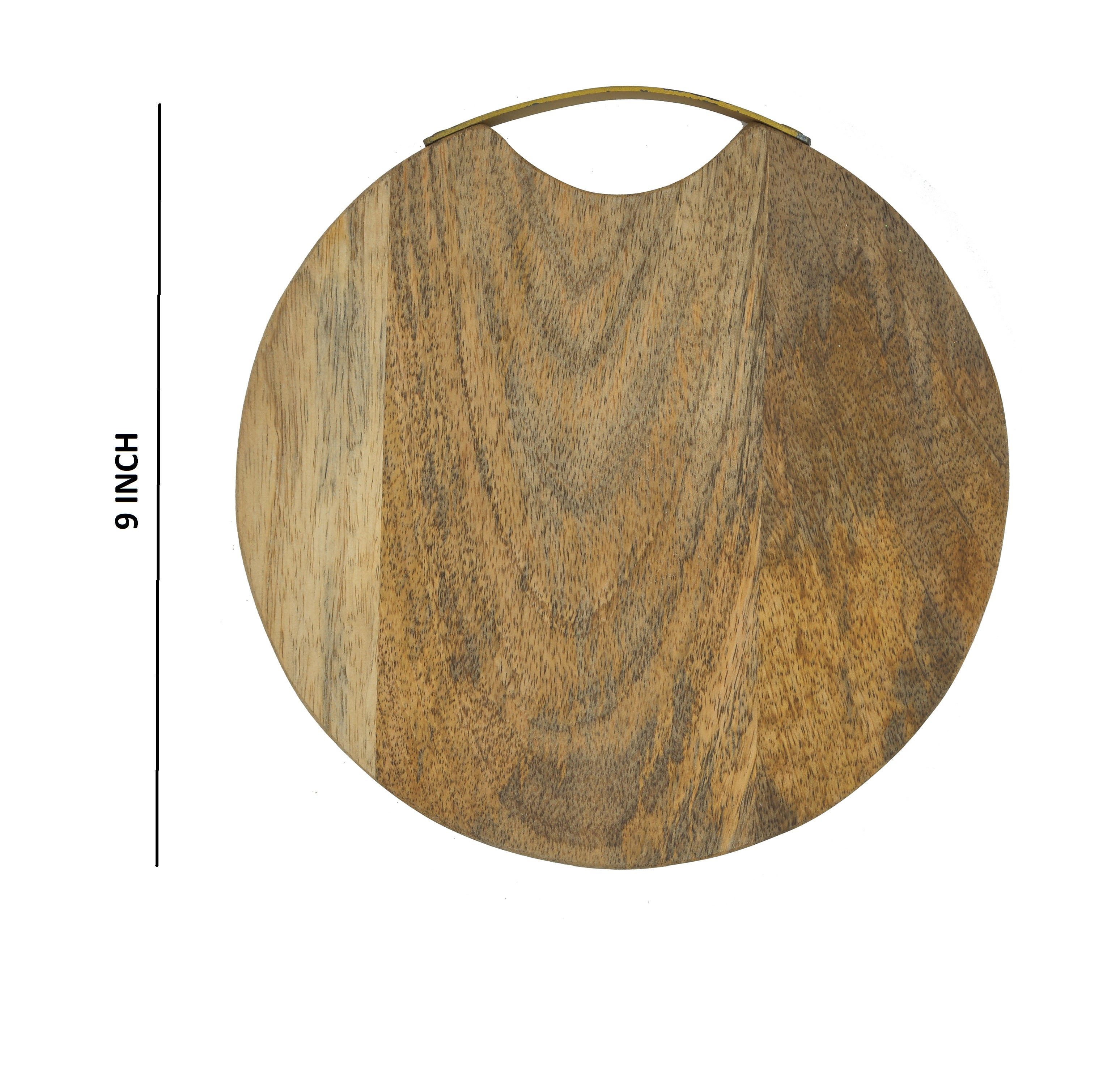 Mango Wood Round Chopping Board With Iron Handle