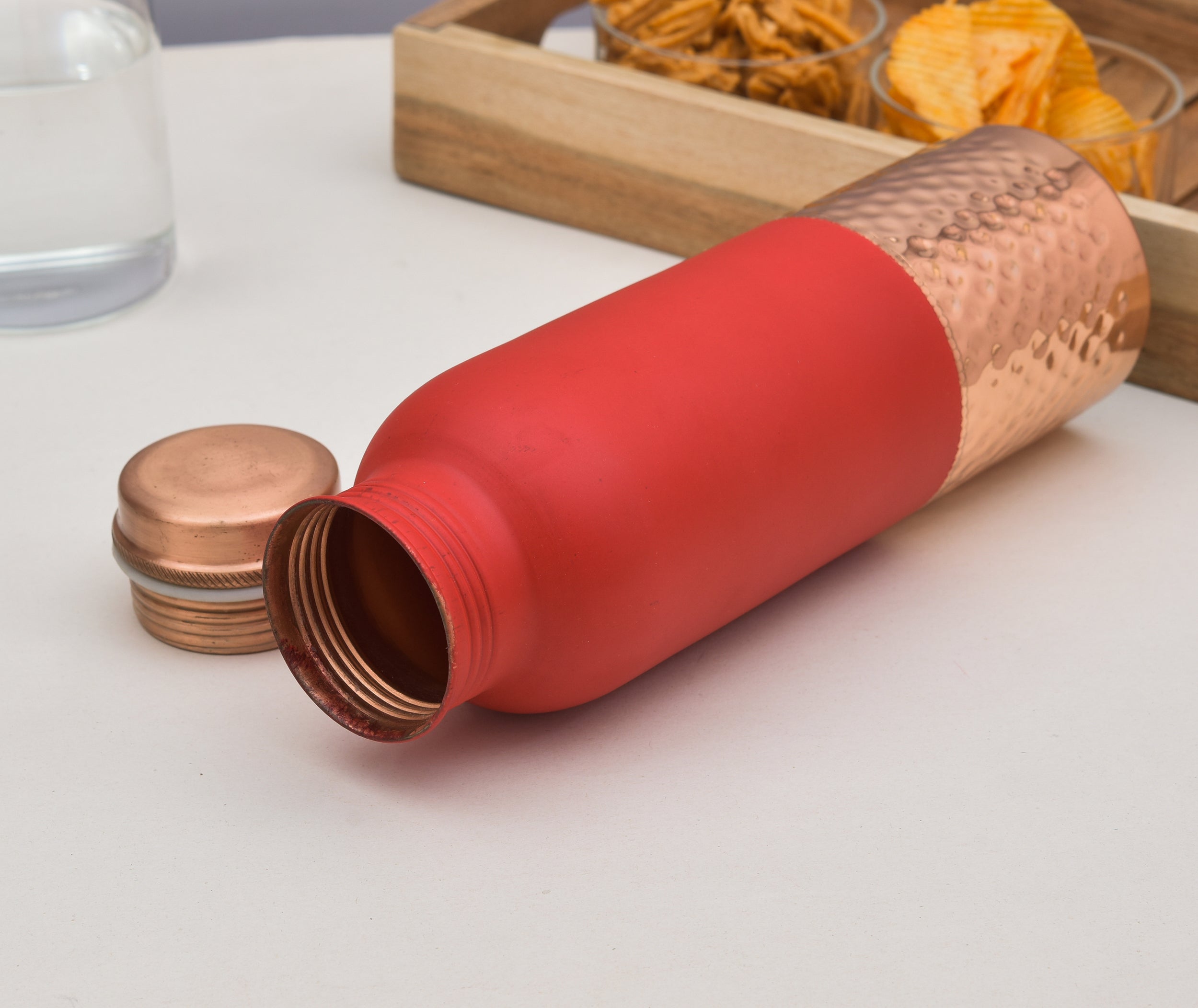 Pure Bottom Hammered Copper Water Bottle - 950ml
