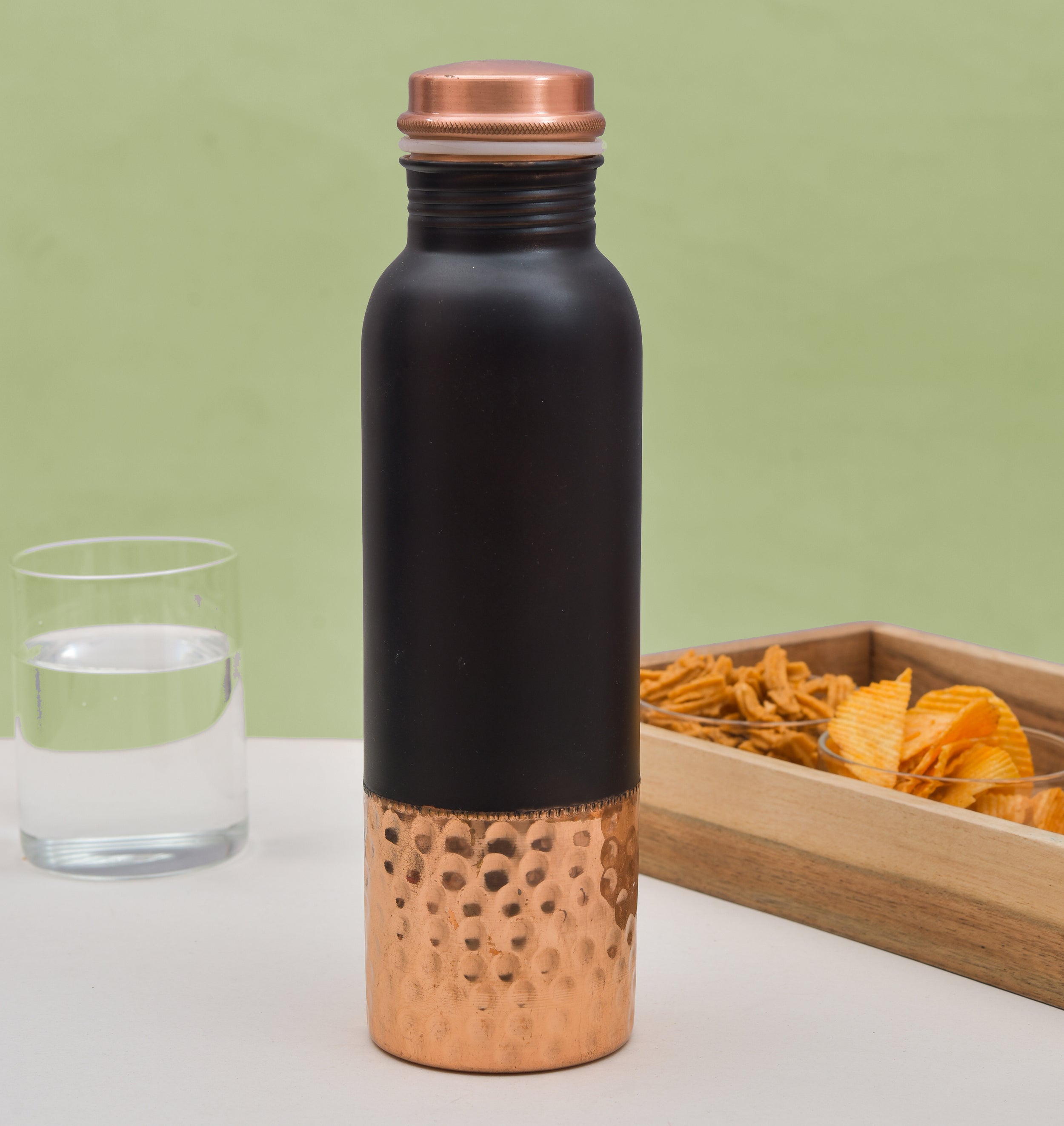 Pure Bottom Hammered Copper Water Bottle - 950ml