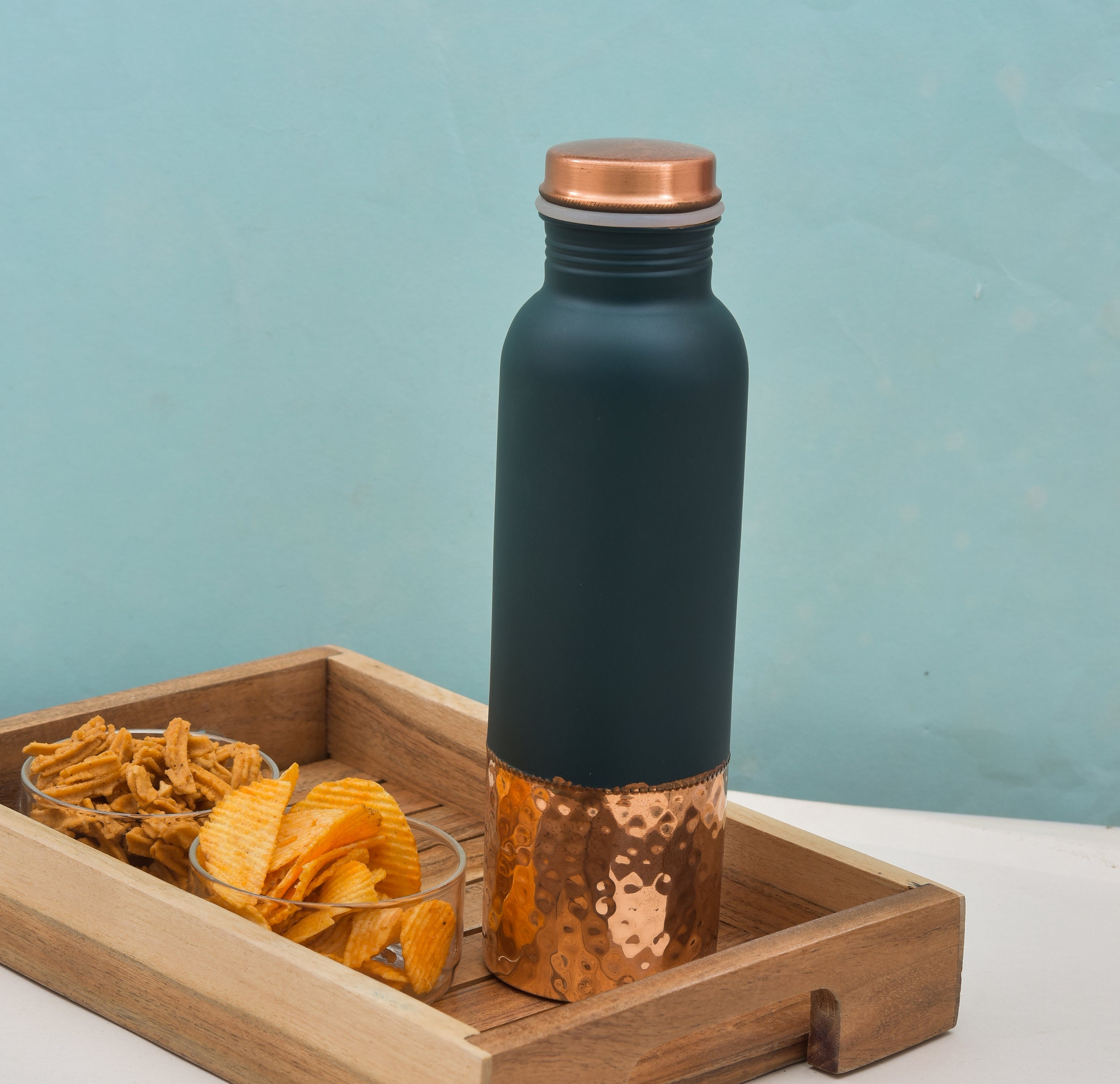 Pure Bottom Hammered Copper Water Bottle - 950ml