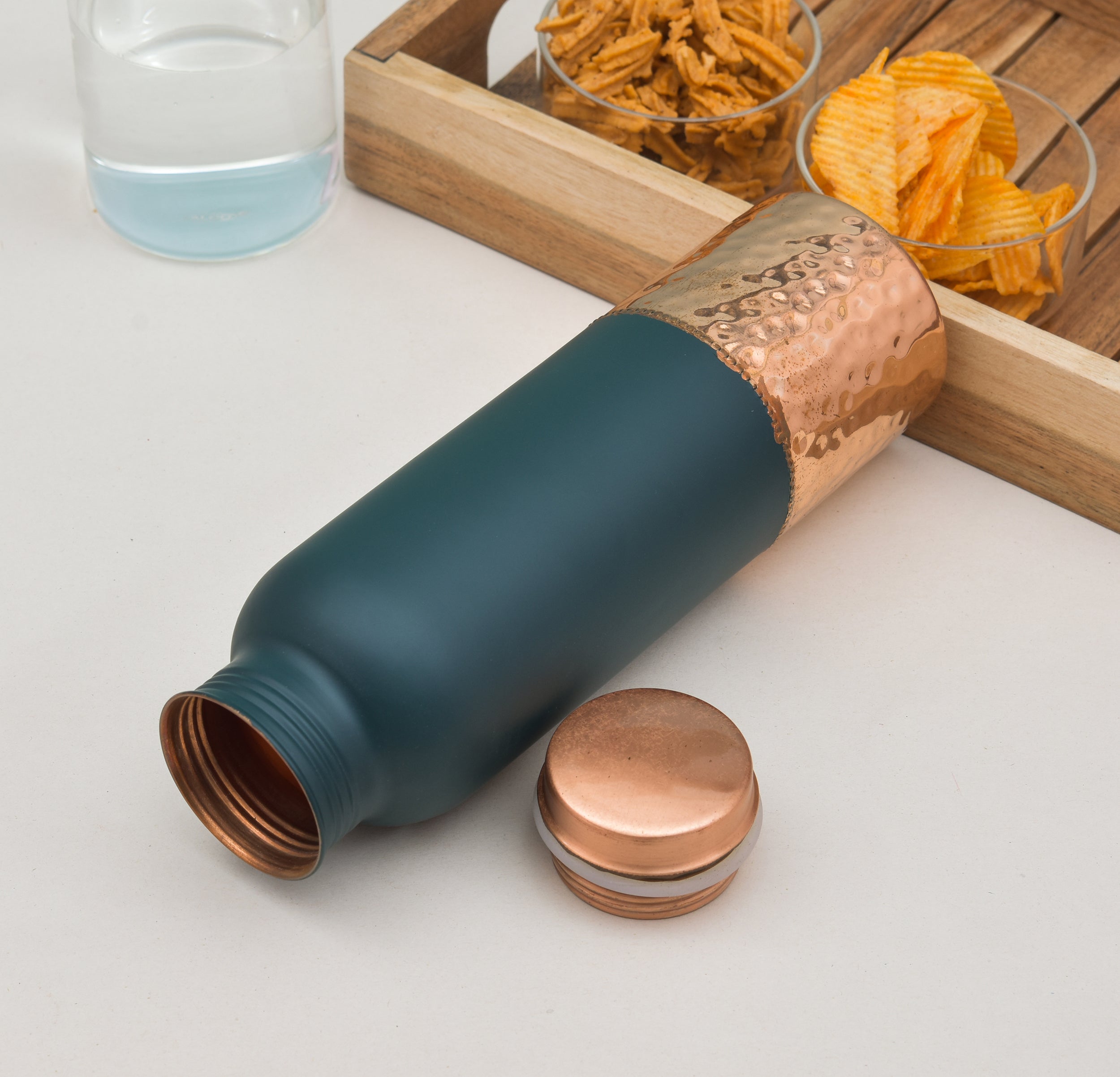 Pure Bottom Hammered Copper Water Bottle - 950ml