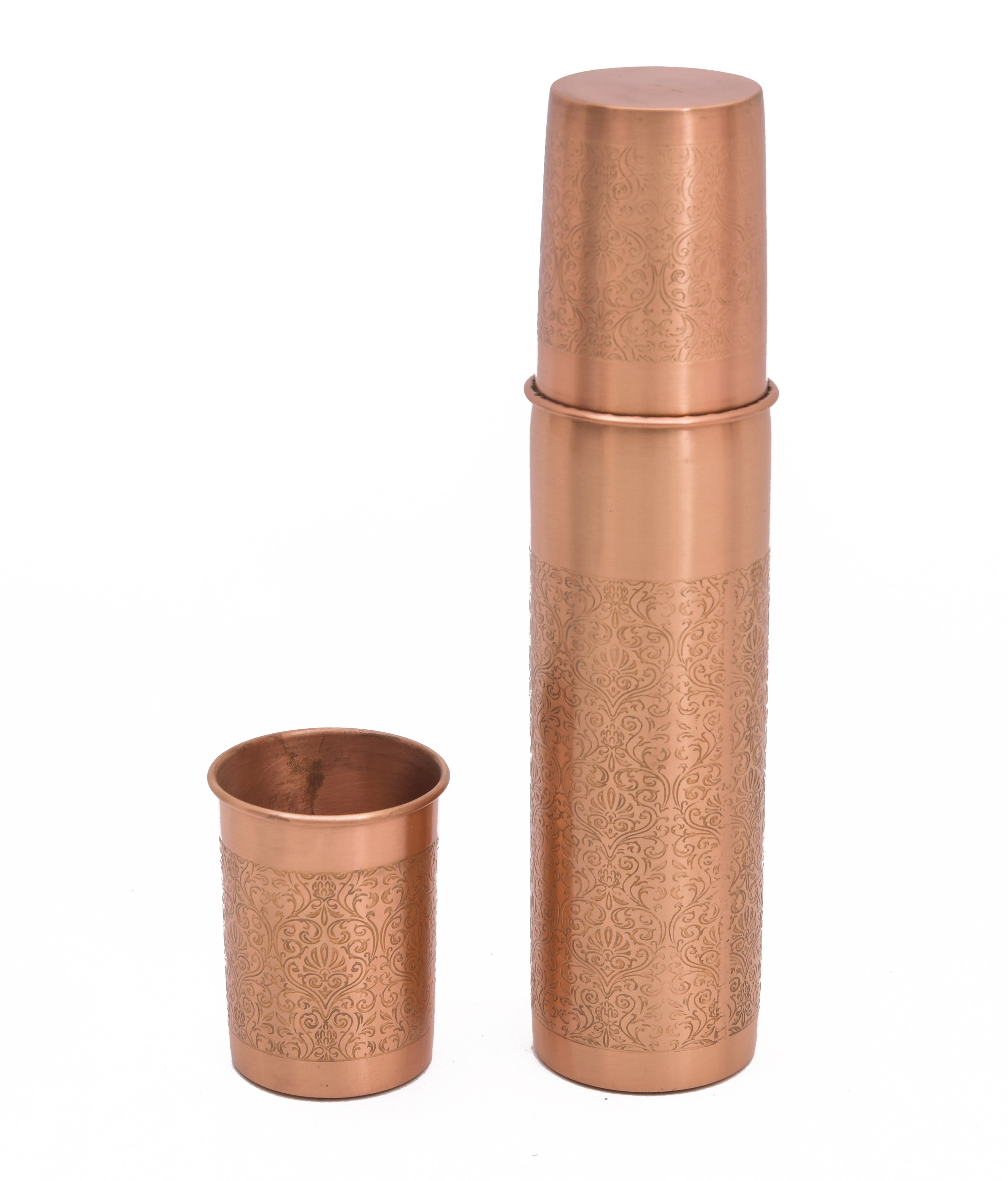 Copper Etching Bottle Set - 1000 ml With 2 Glasses