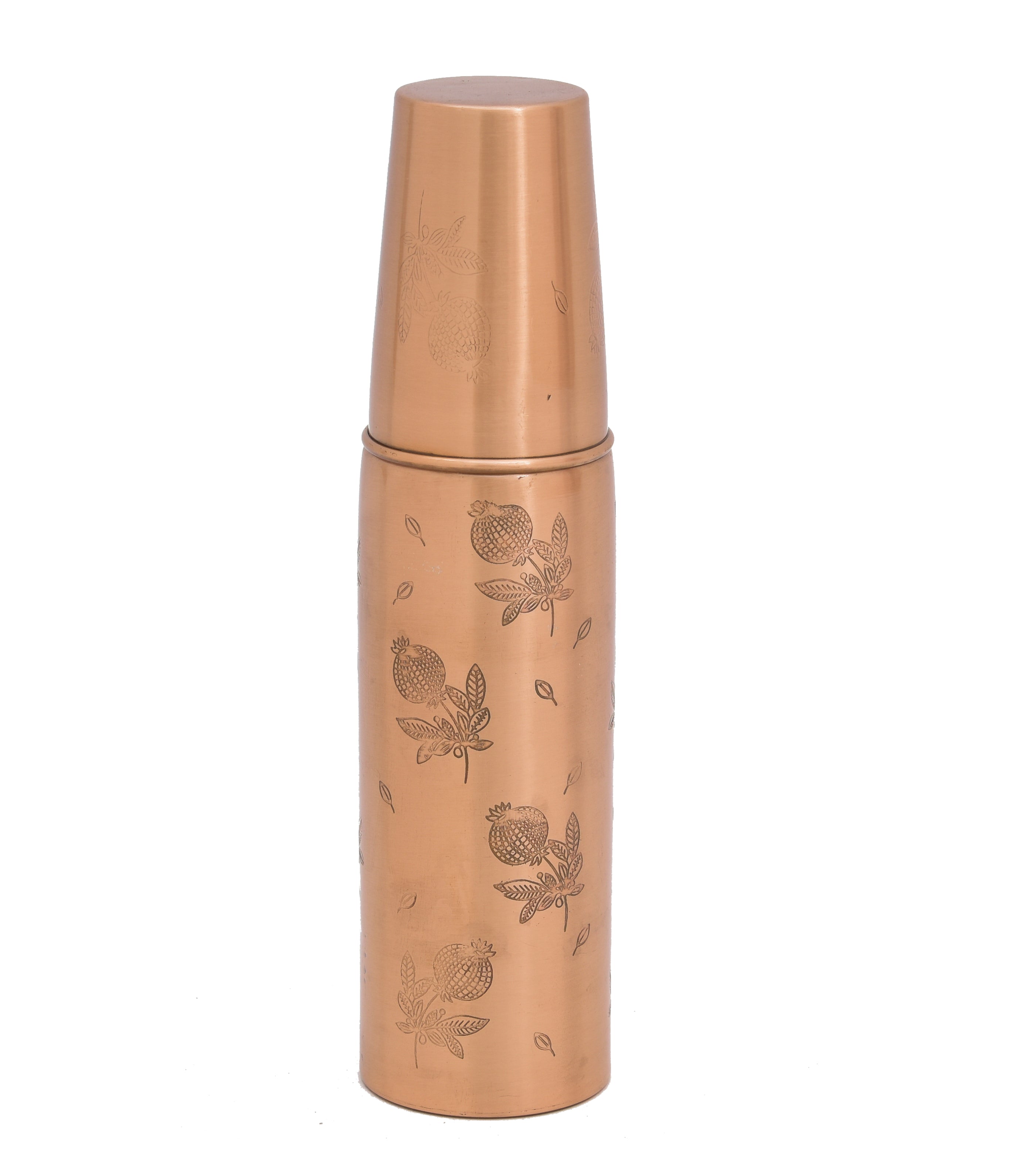 Semi Anar Printed Water Copper Bottle - 1000ml With Glass