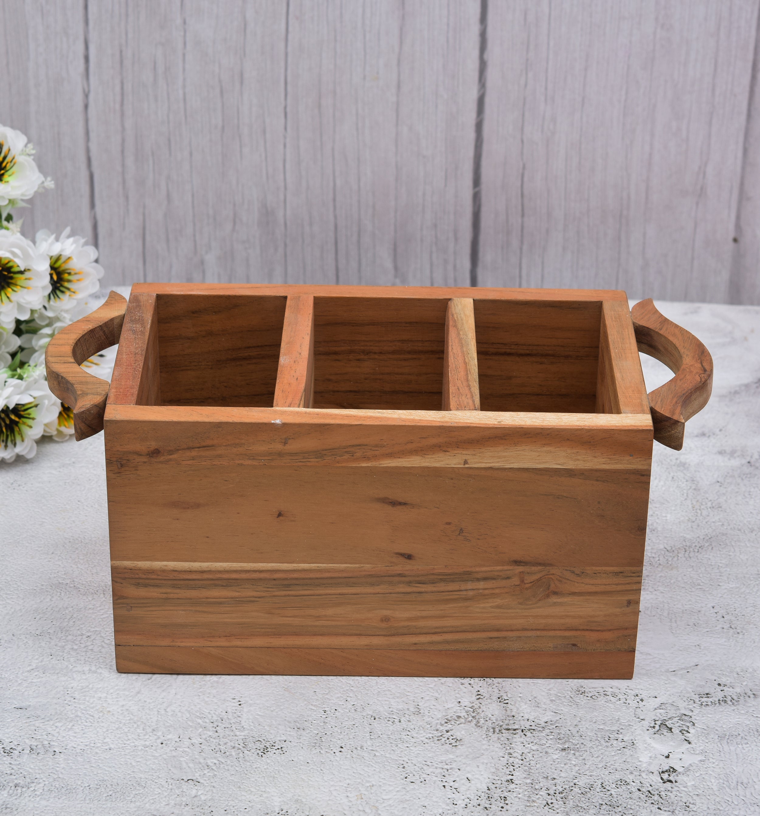 ACACIA WOODEN DUBBAL HANDLE CADDY