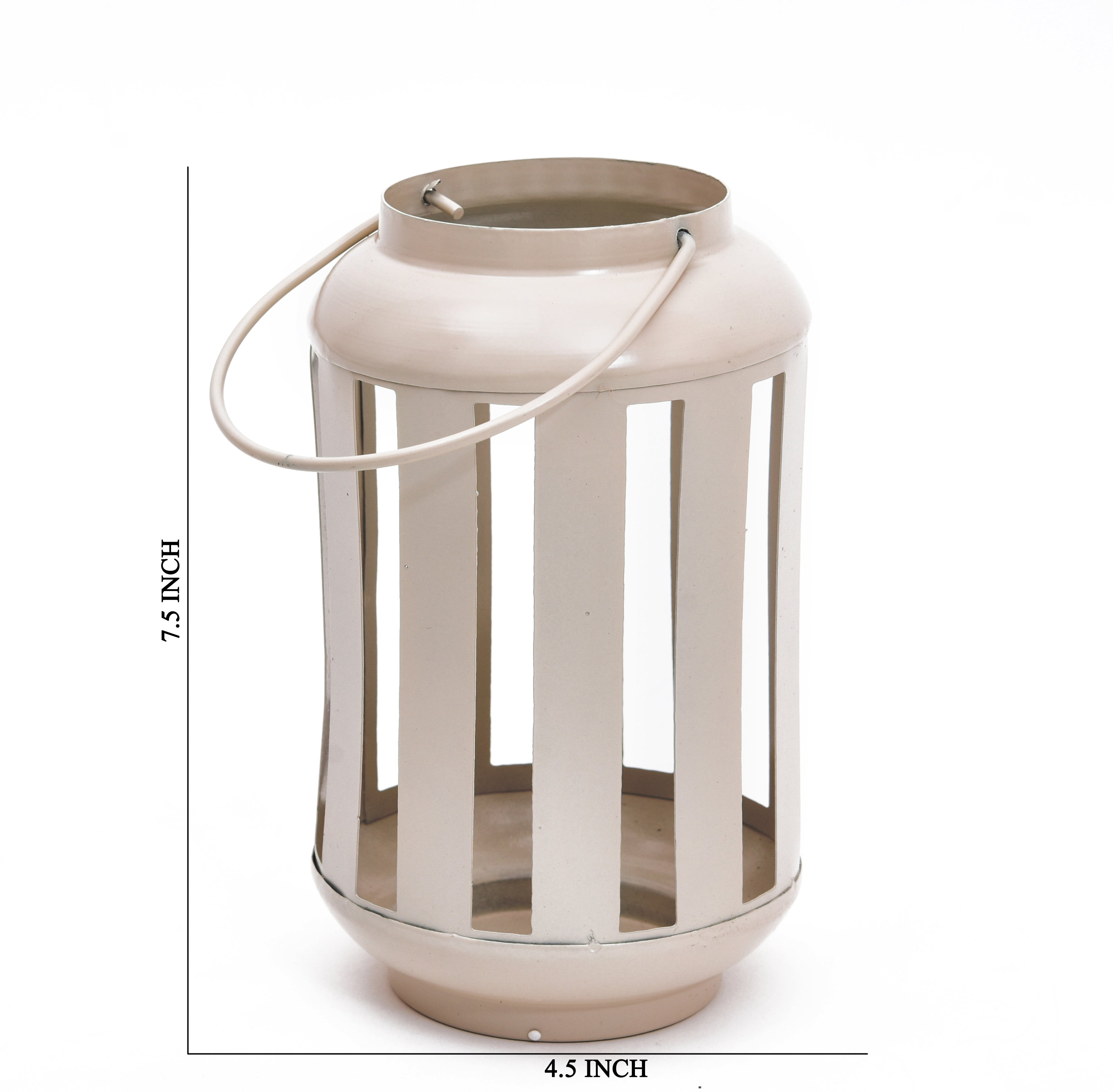 METAL LINING JALI LANTERN - Beige Color