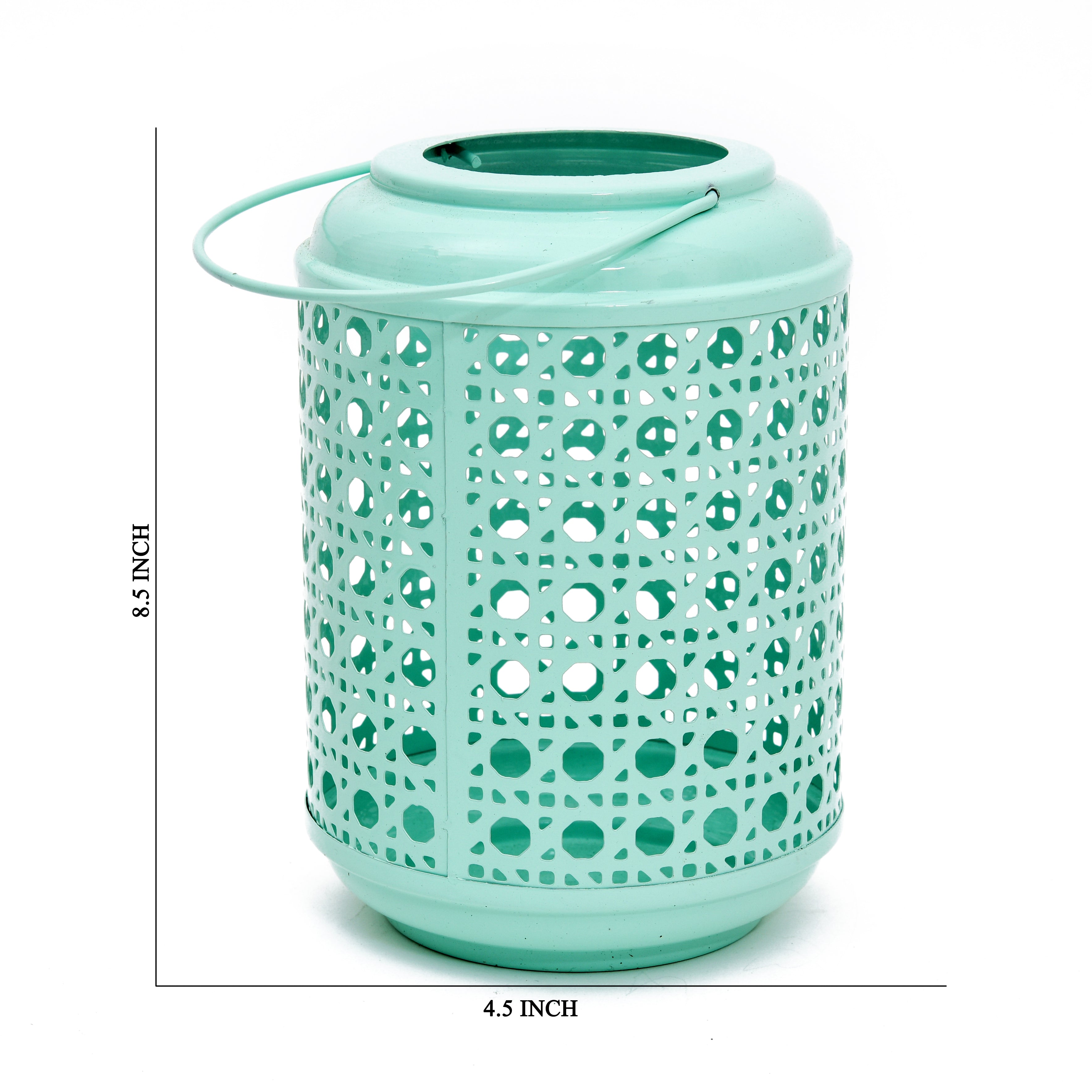 METAL ROUND JALI LANTERN - Light Blue Color