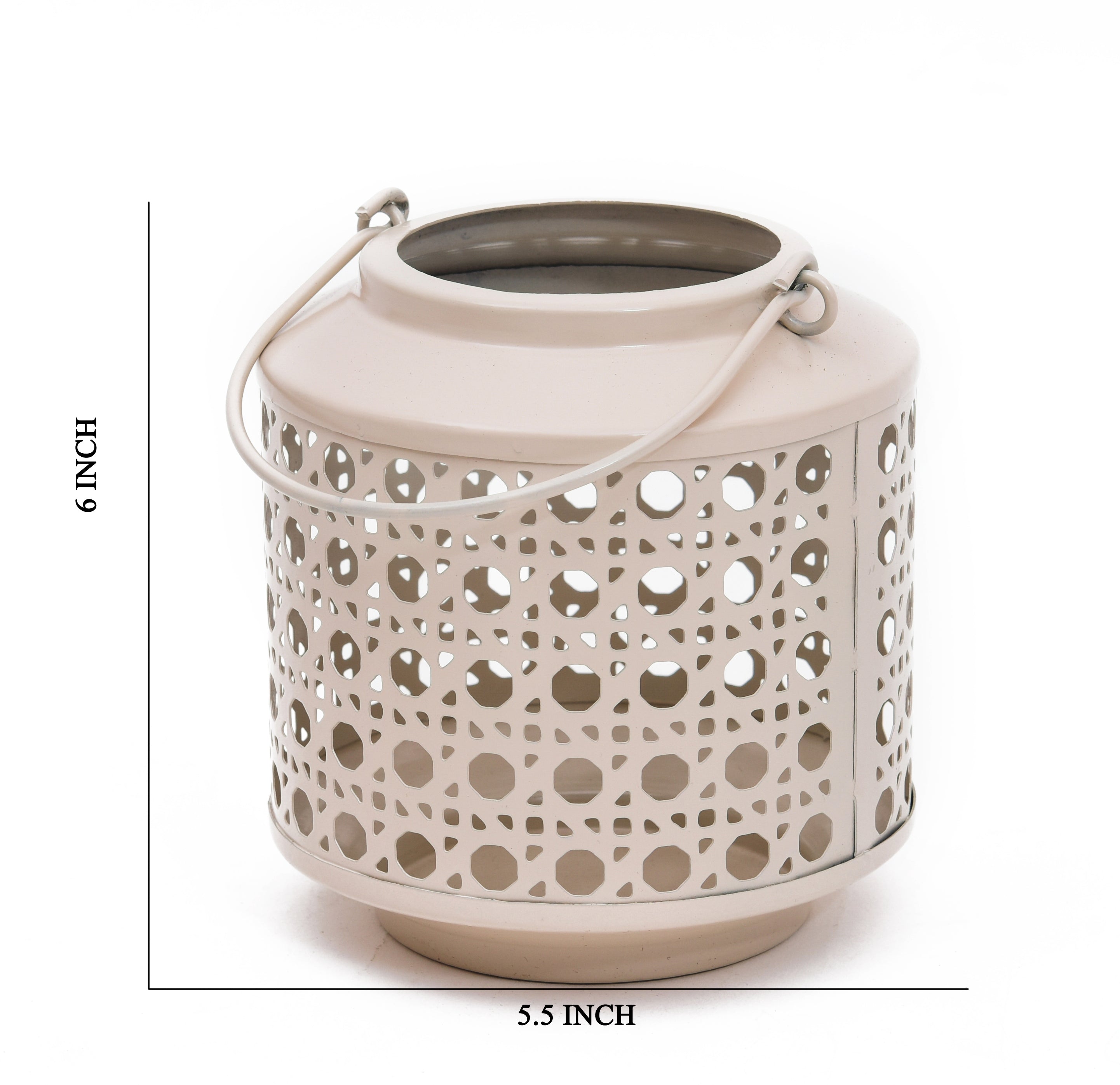 METAL ROUND JALI LANTERN - Beige Color