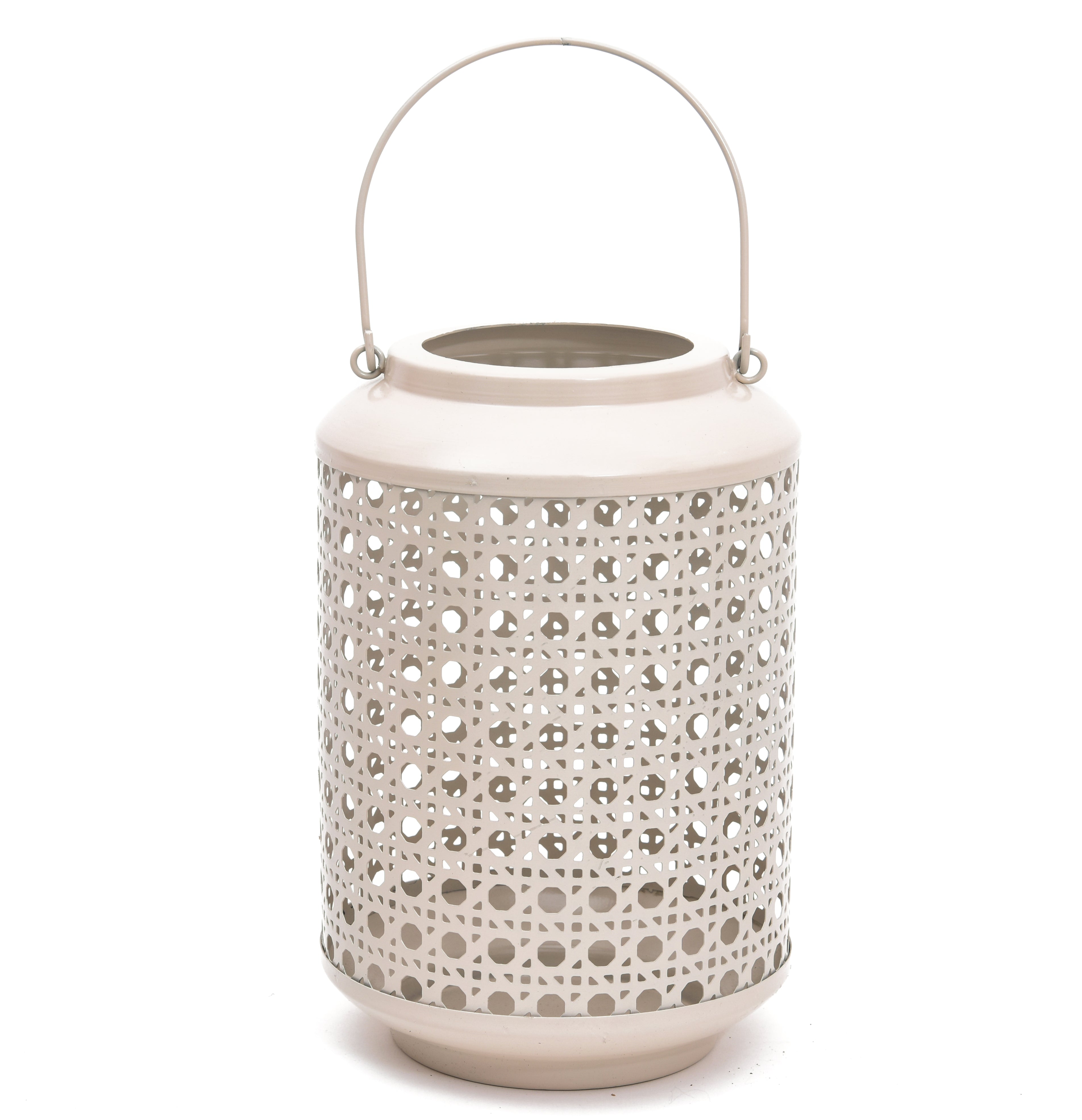 METAL ROUND JALI LANTERN - Beige Color