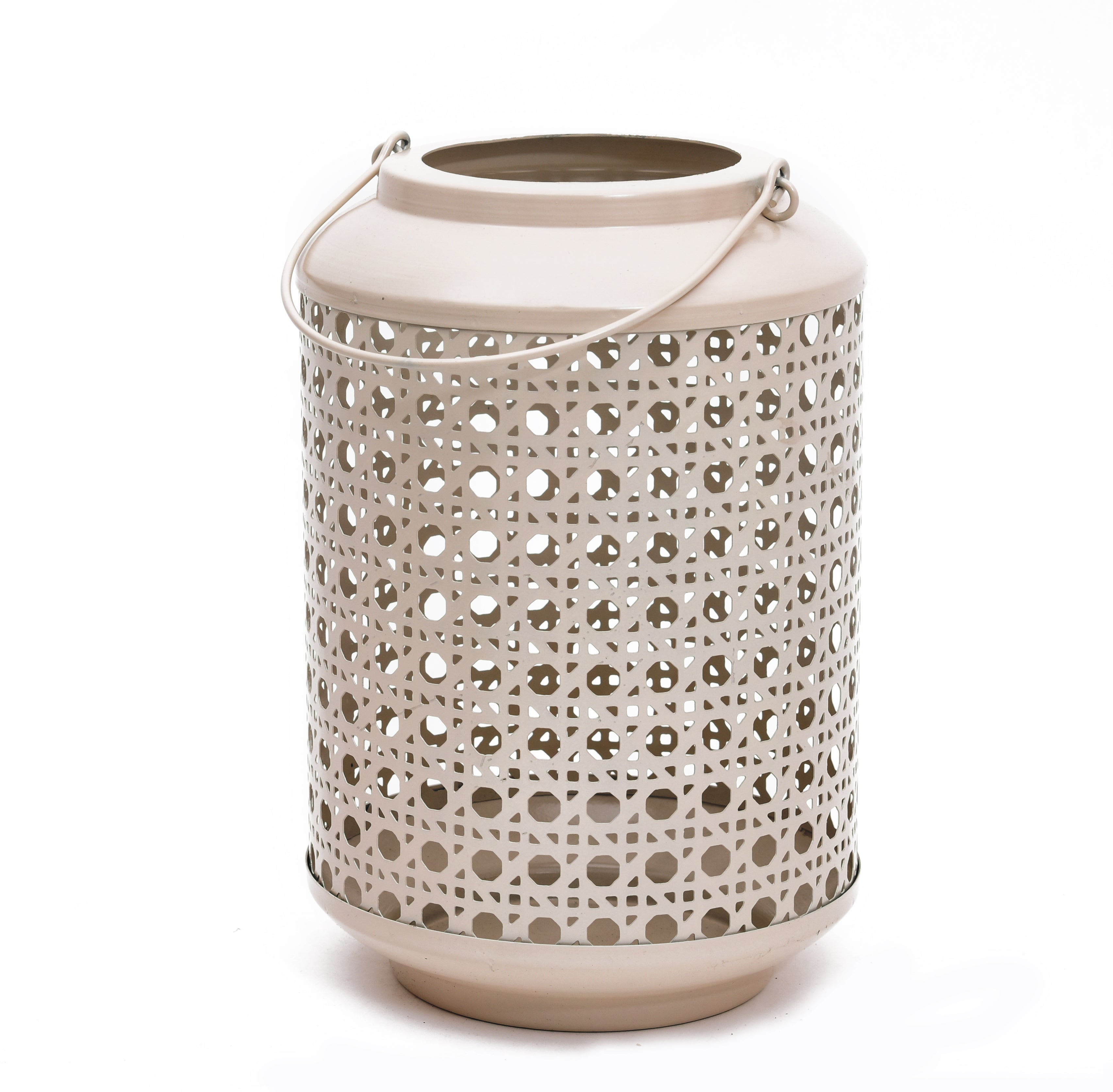 METAL ROUND JALI LANTERN - Beige Color