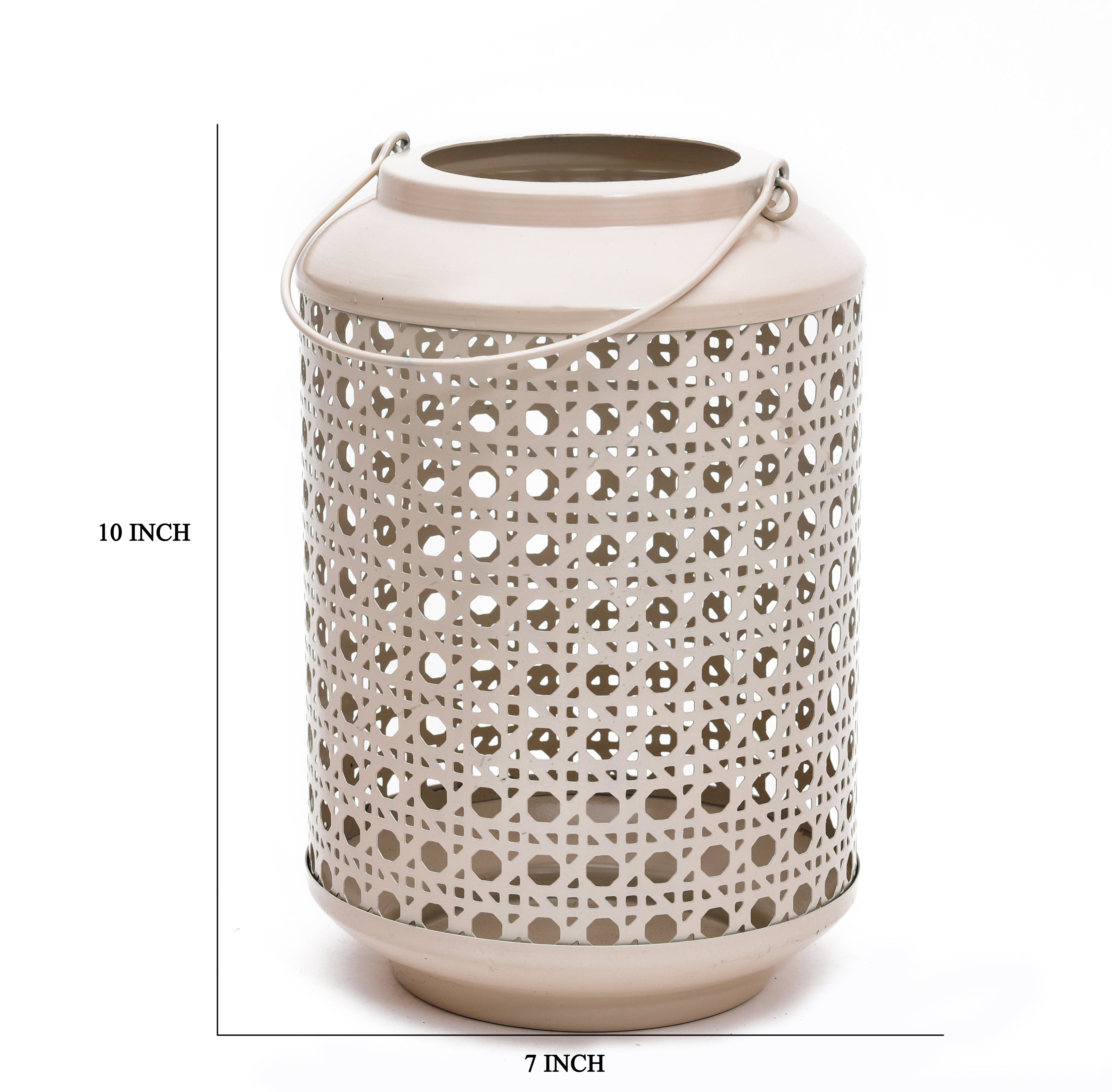 METAL ROUND JALI LANTERN - Beige Color
