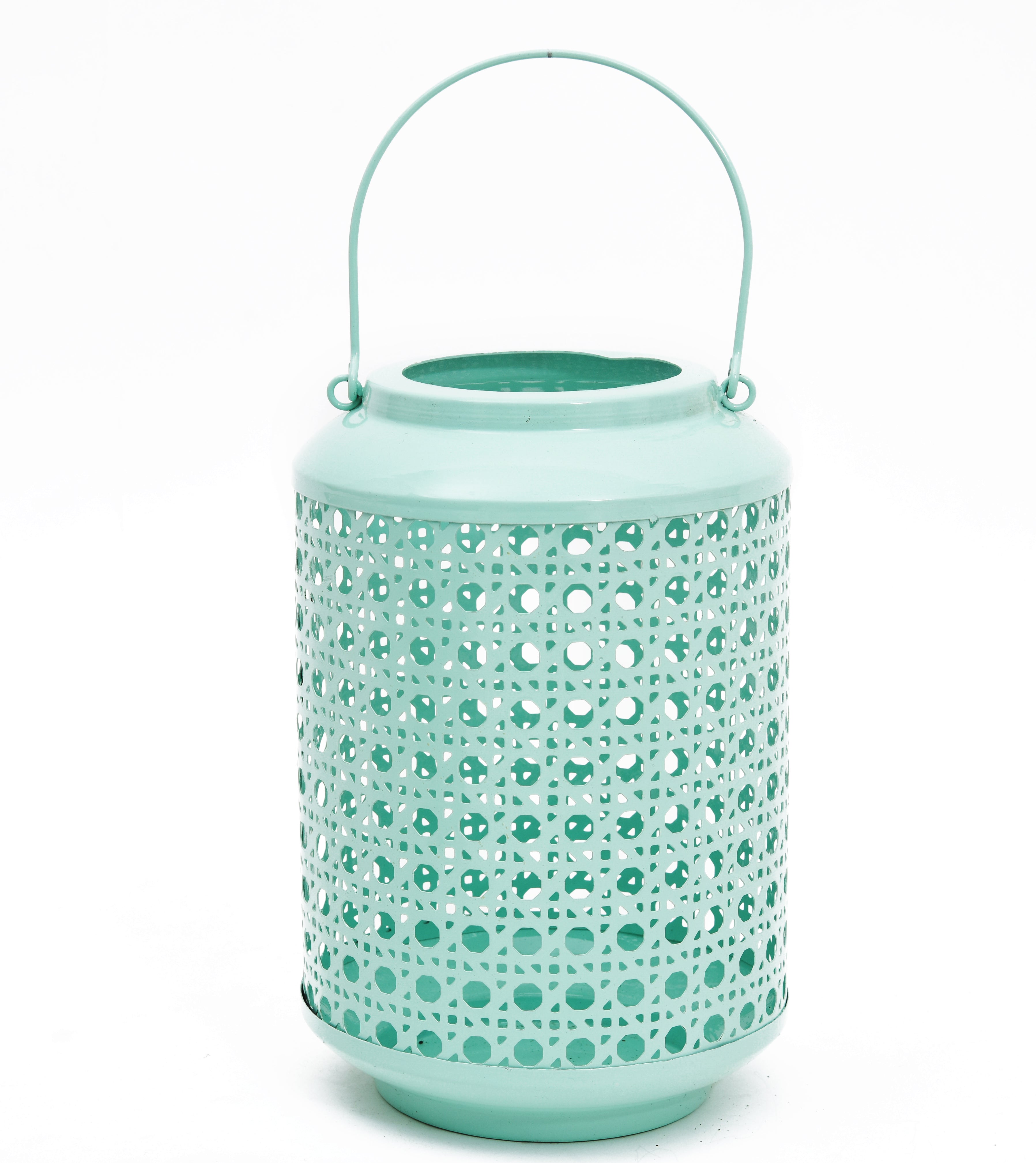 METAL ROUND JALI LANTERN - Light Blue Color