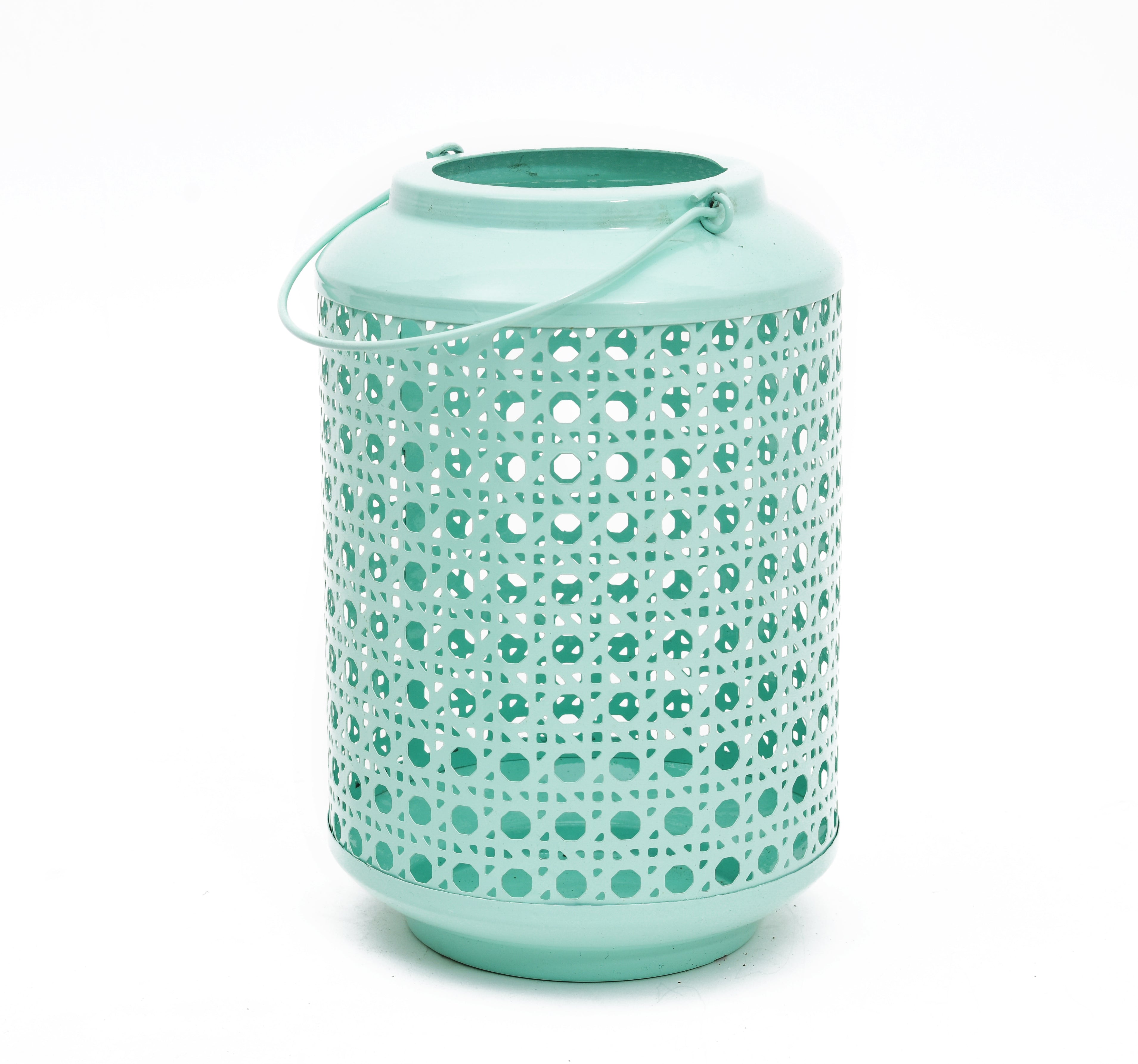 METAL ROUND JALI LANTERN - Light Blue Color