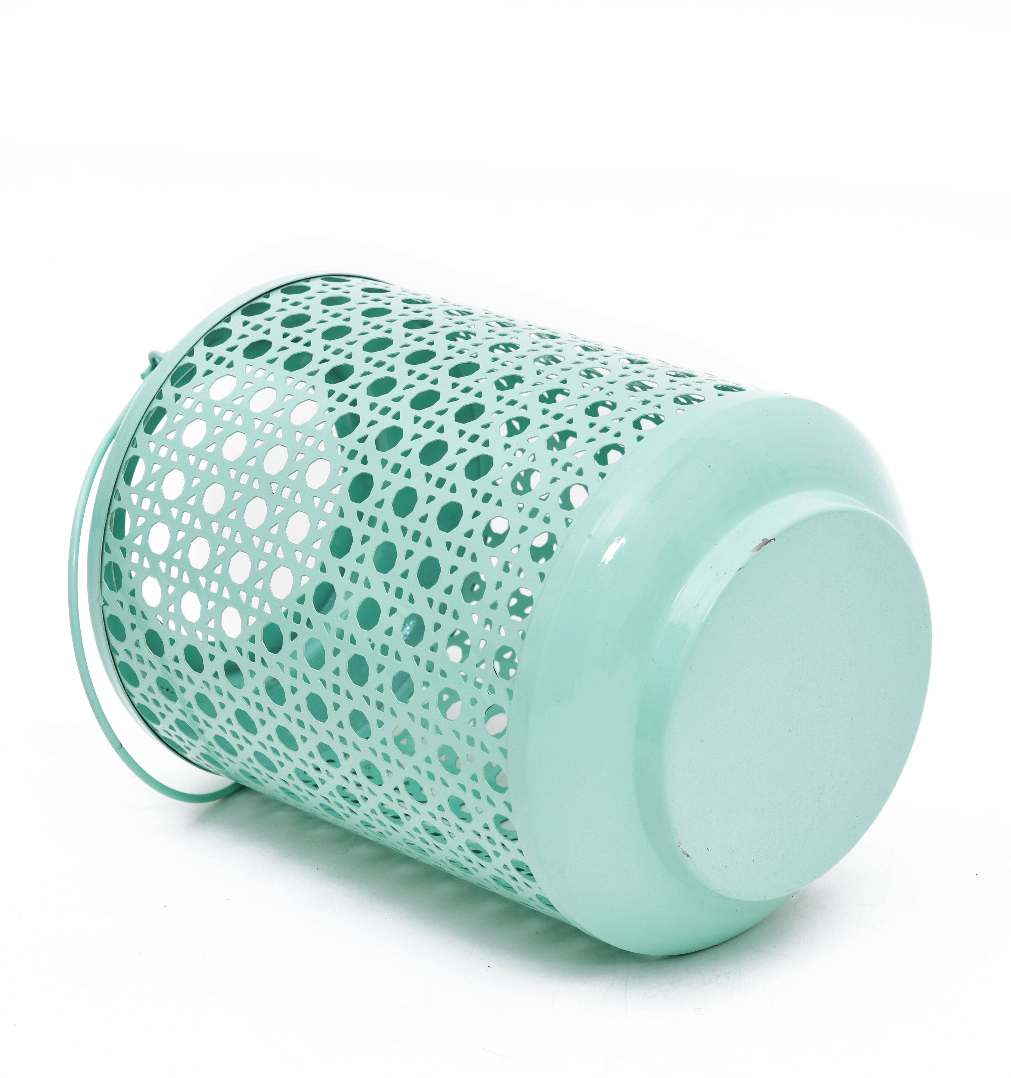 METAL ROUND JALI LANTERN - Light Blue Color