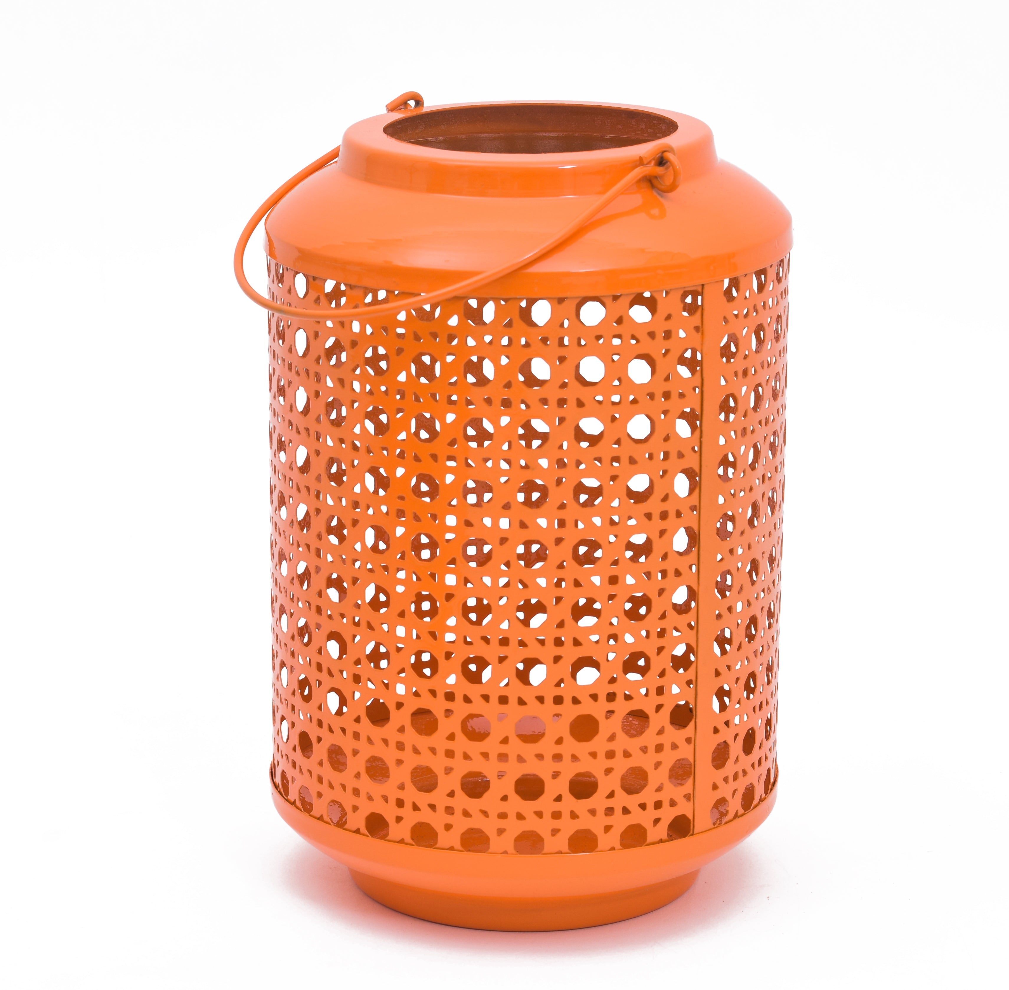 METAL ROUND JALI LANTERN - Orange Color