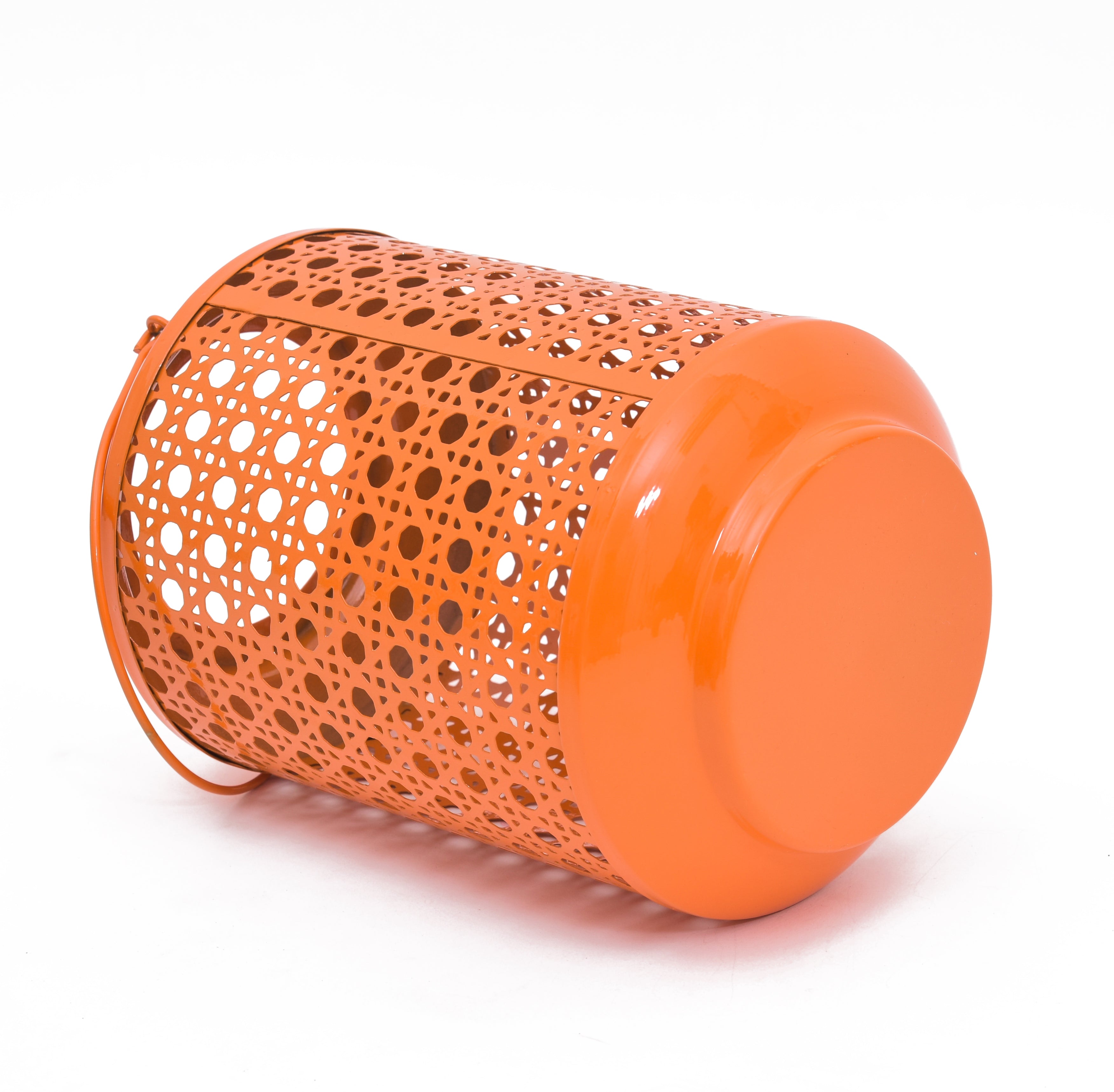 METAL ROUND JALI LANTERN - Orange Color