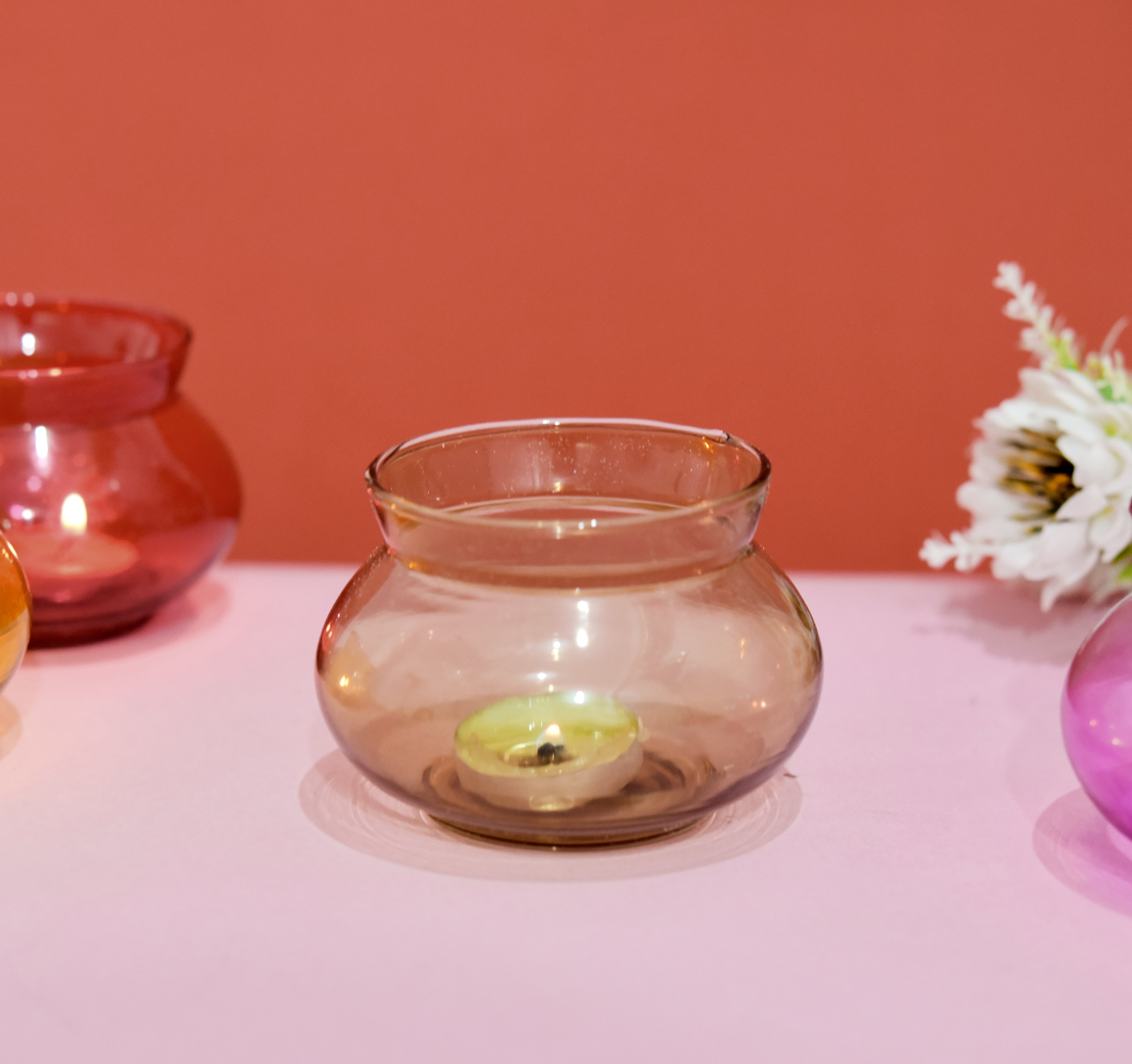 Glass Handi Candle Holder