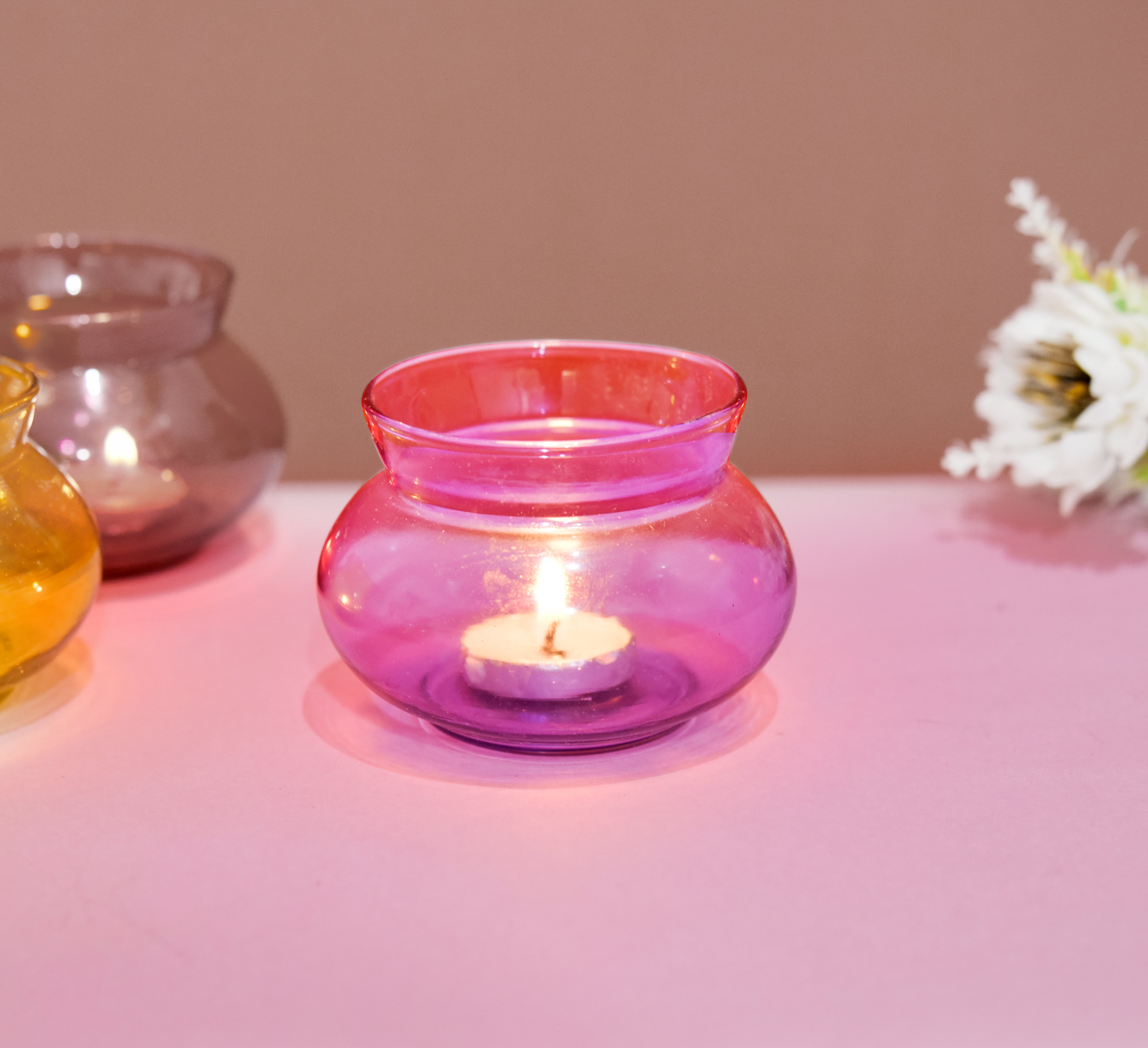 Glass Handi Candle Holder