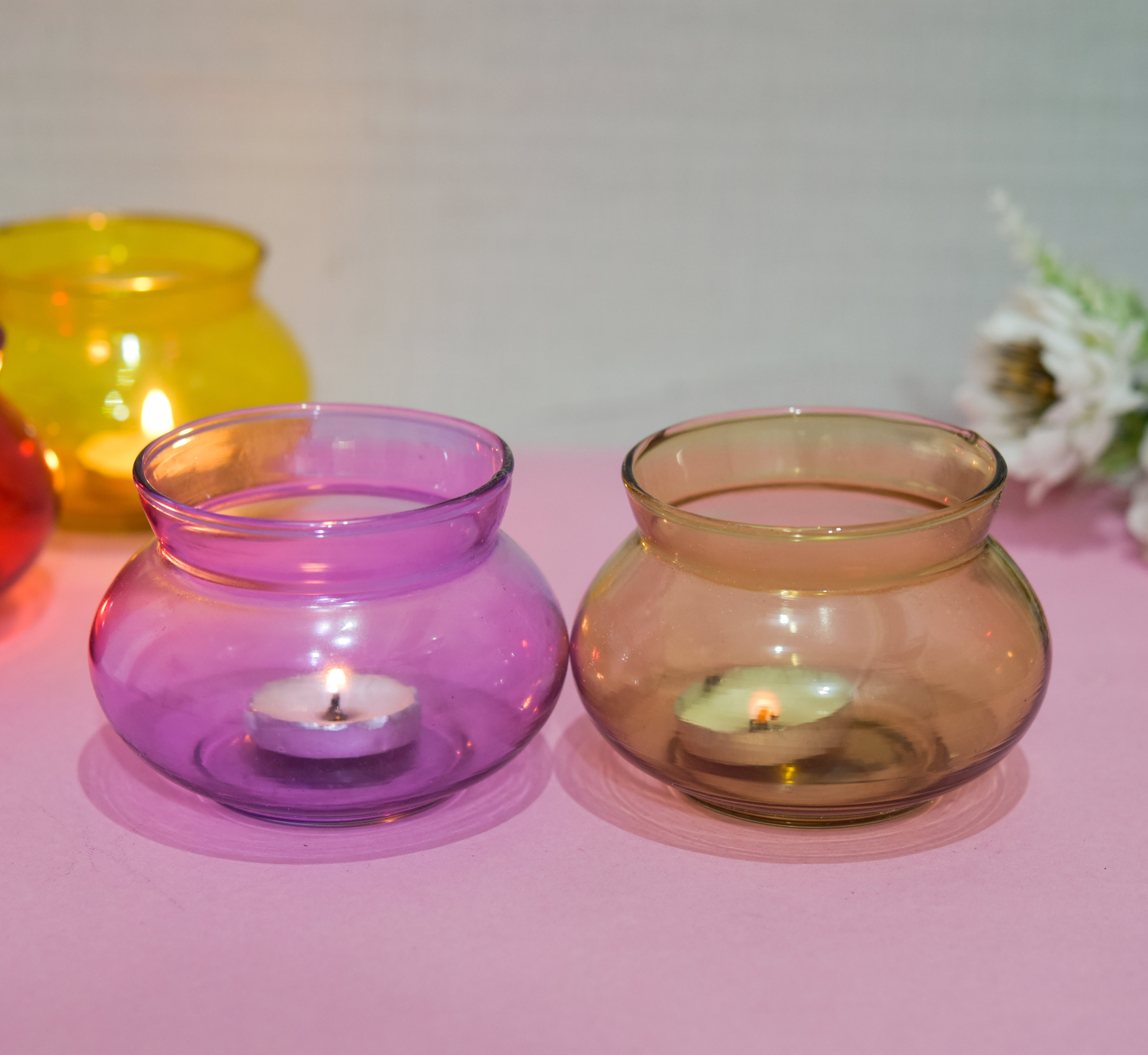 Glass Handi Candle Holder