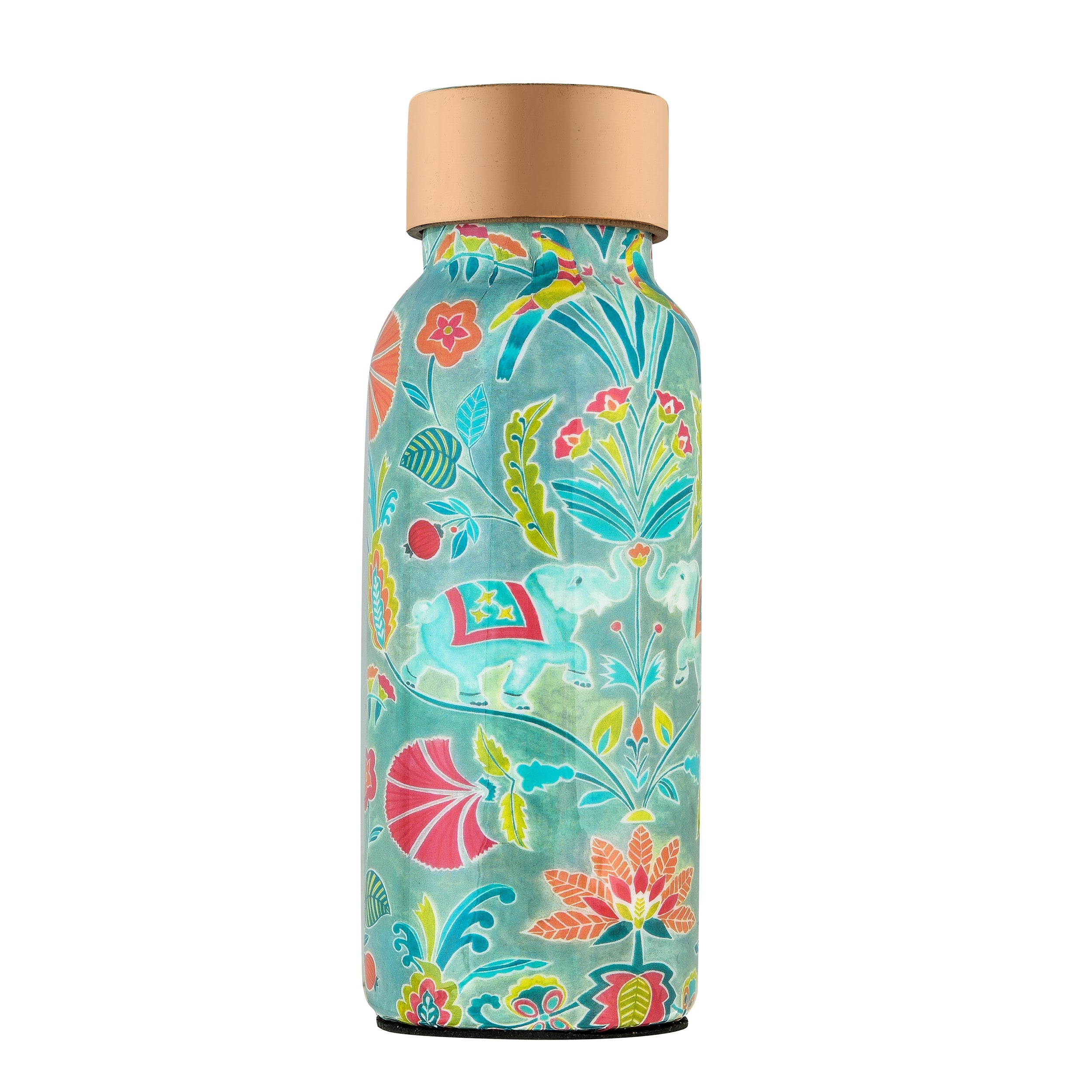 Copper Water Bottle With Pomegranate Print