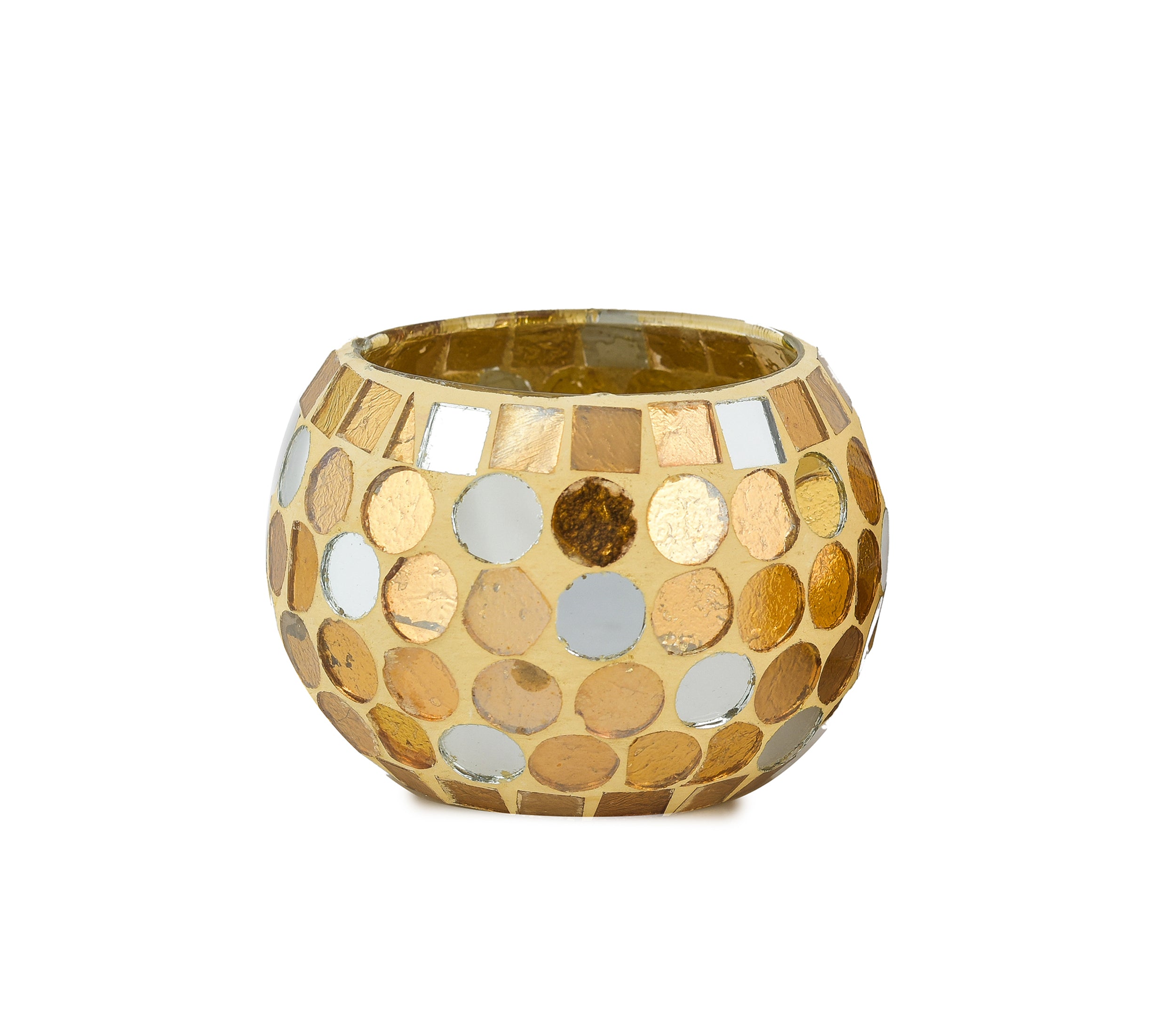 GLASS ROLI-POLI T-LIGHT HOLDER YELLOW