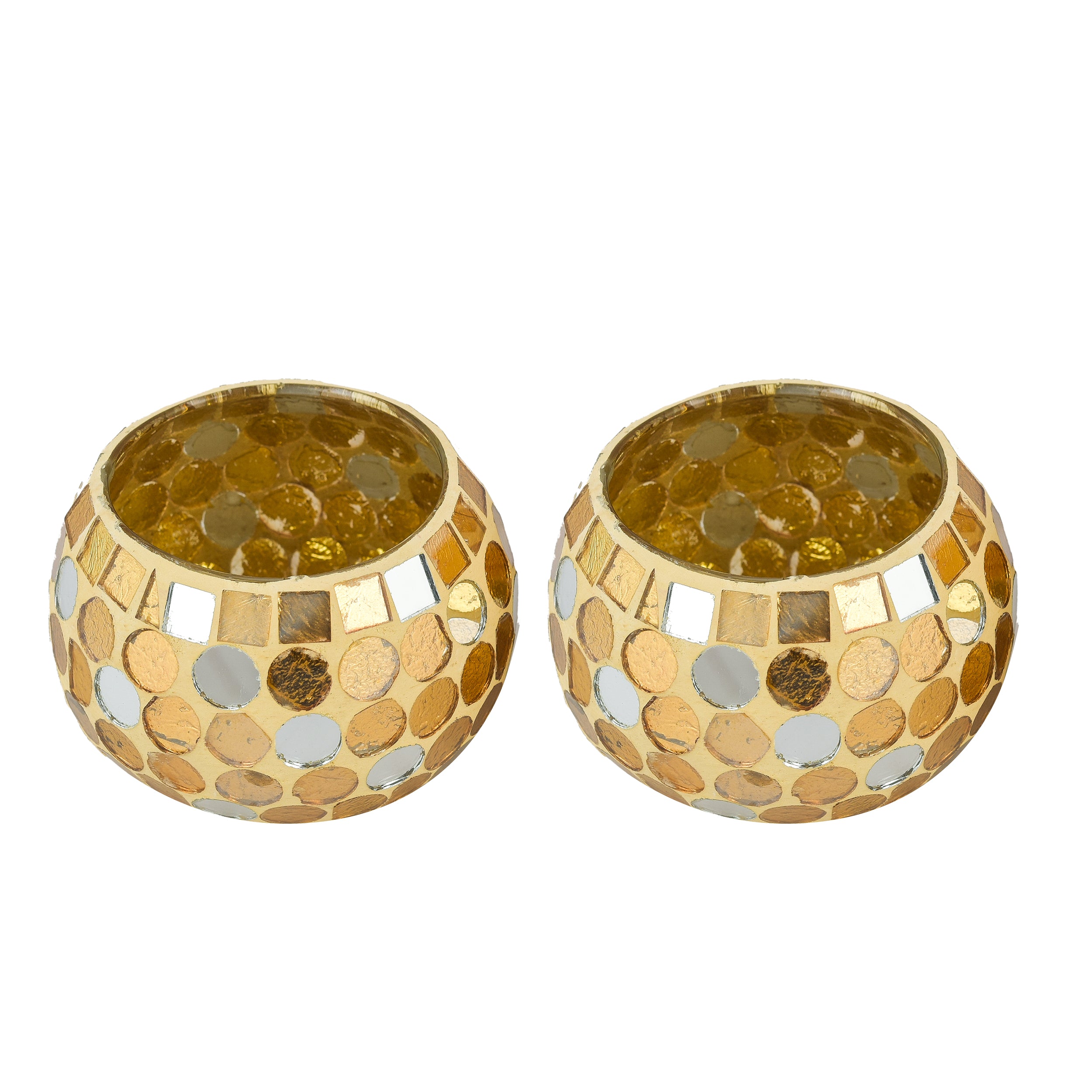 GLASS ROLI-POLI T-LIGHT HOLDER YELLOW
