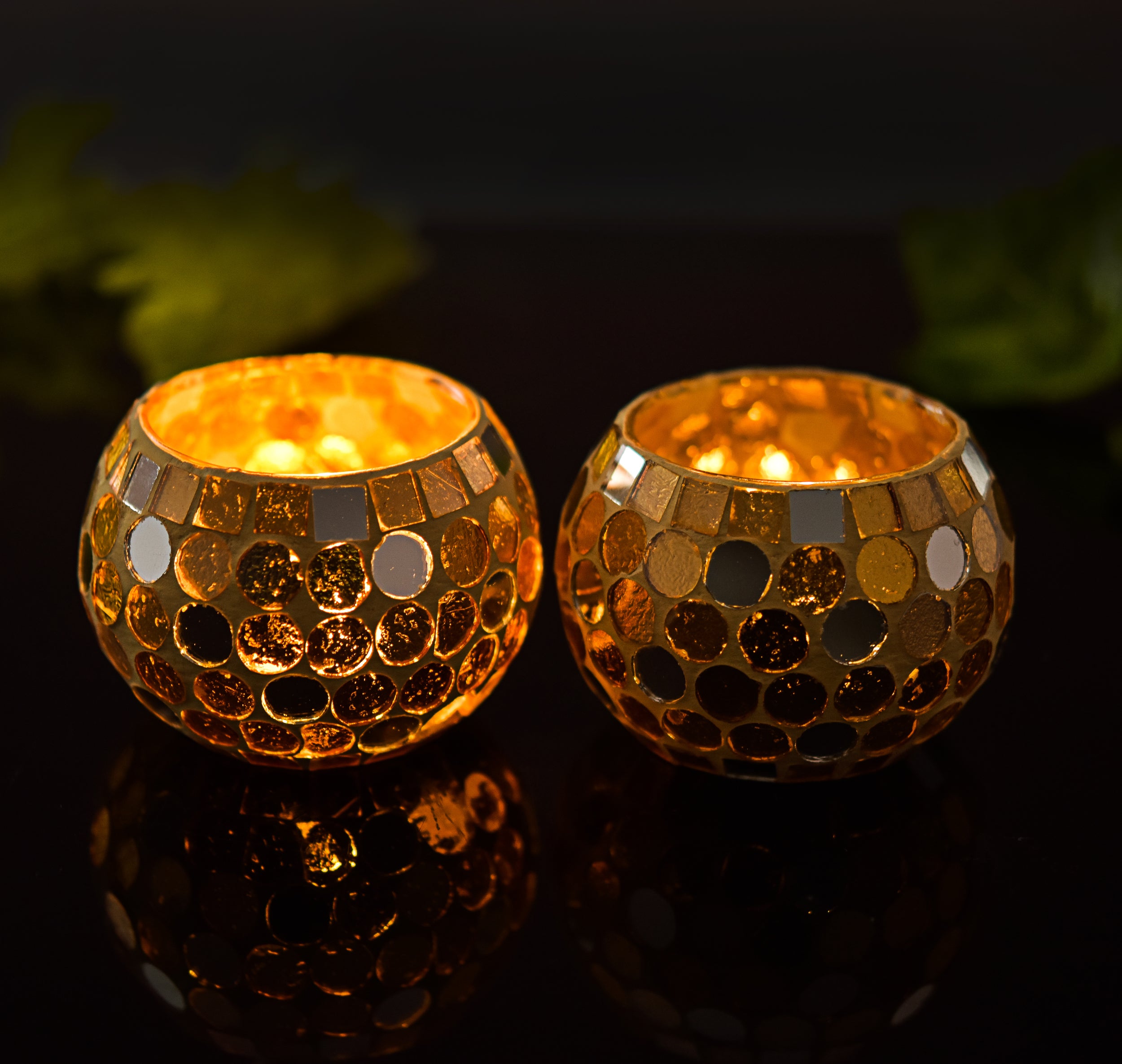 GLASS ROLI-POLI T-LIGHT HOLDER YELLOW