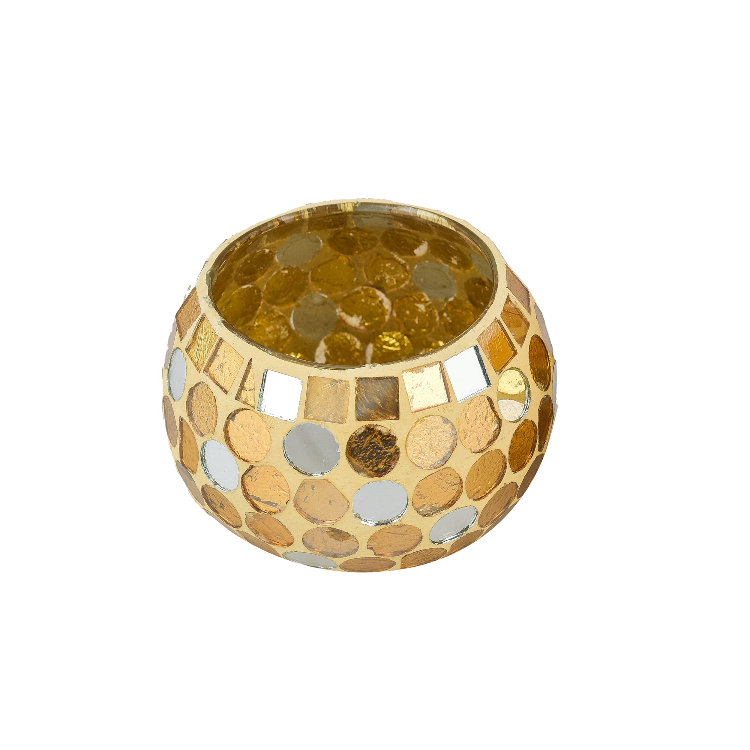 GLASS ROLI-POLI T-LIGHT HOLDER YELLOW