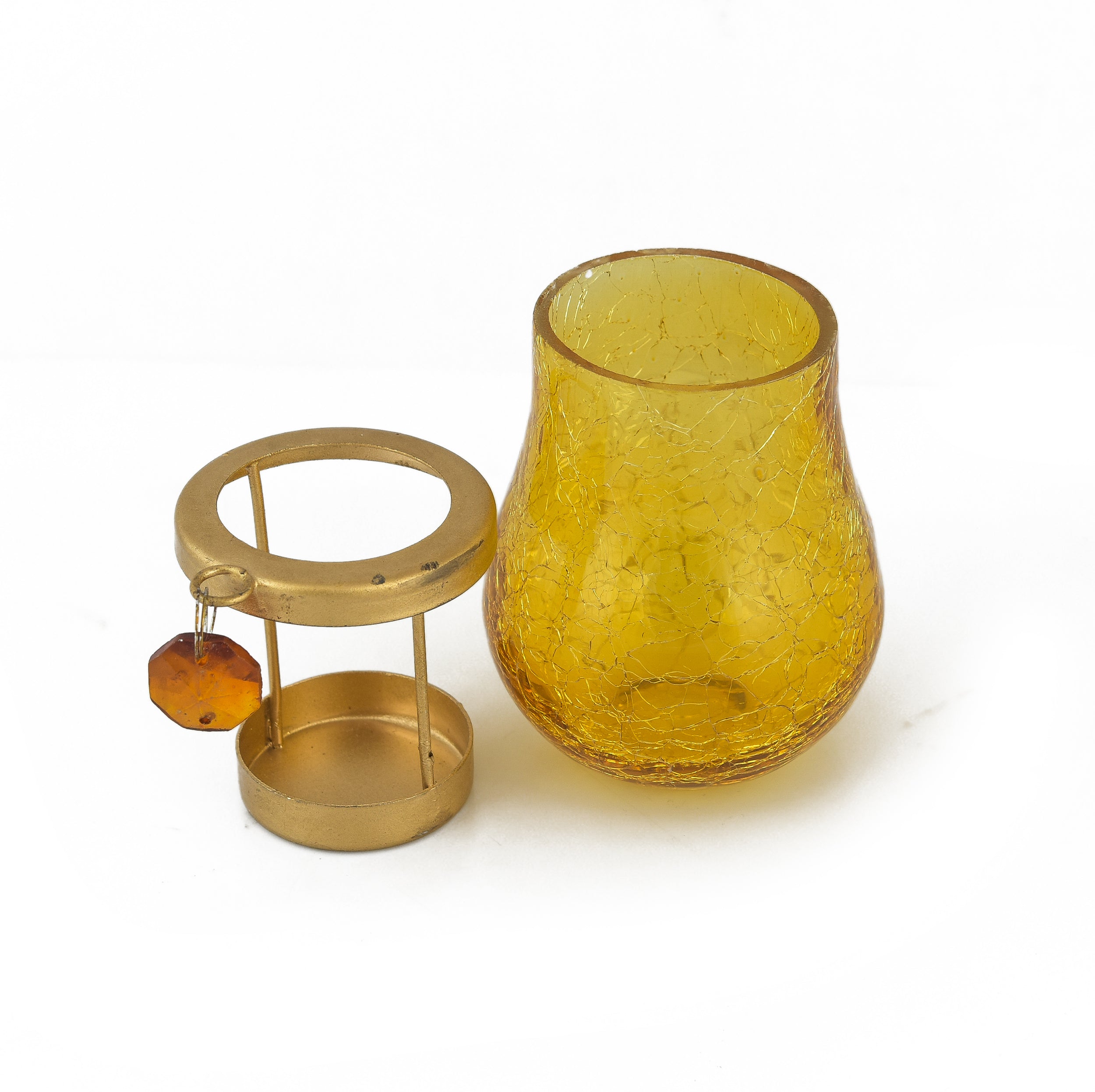 Deep Glass Matka T-light Holder Yellow