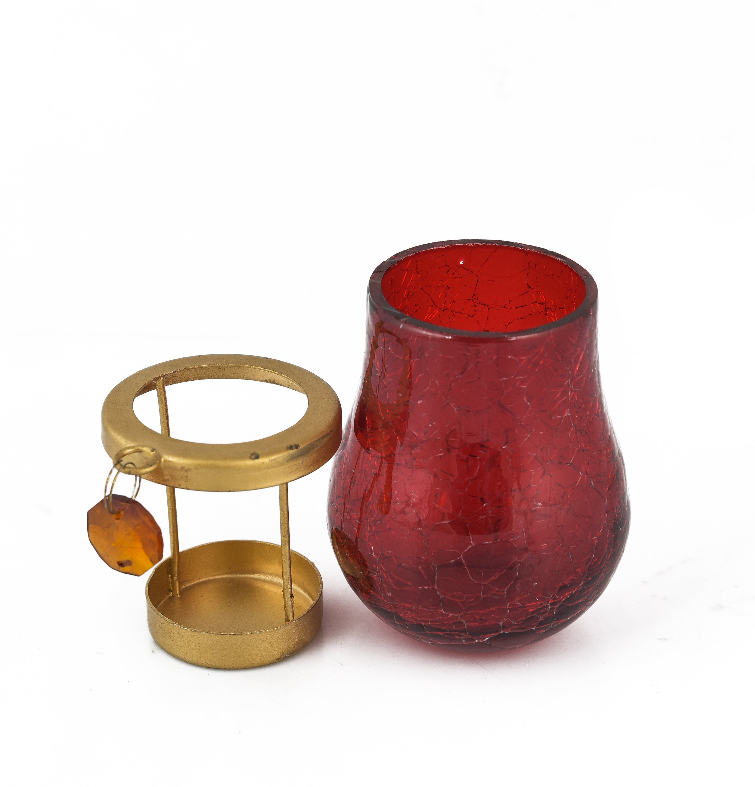 DEEP GLASS MATKA T-LIGHT HOLDER RED