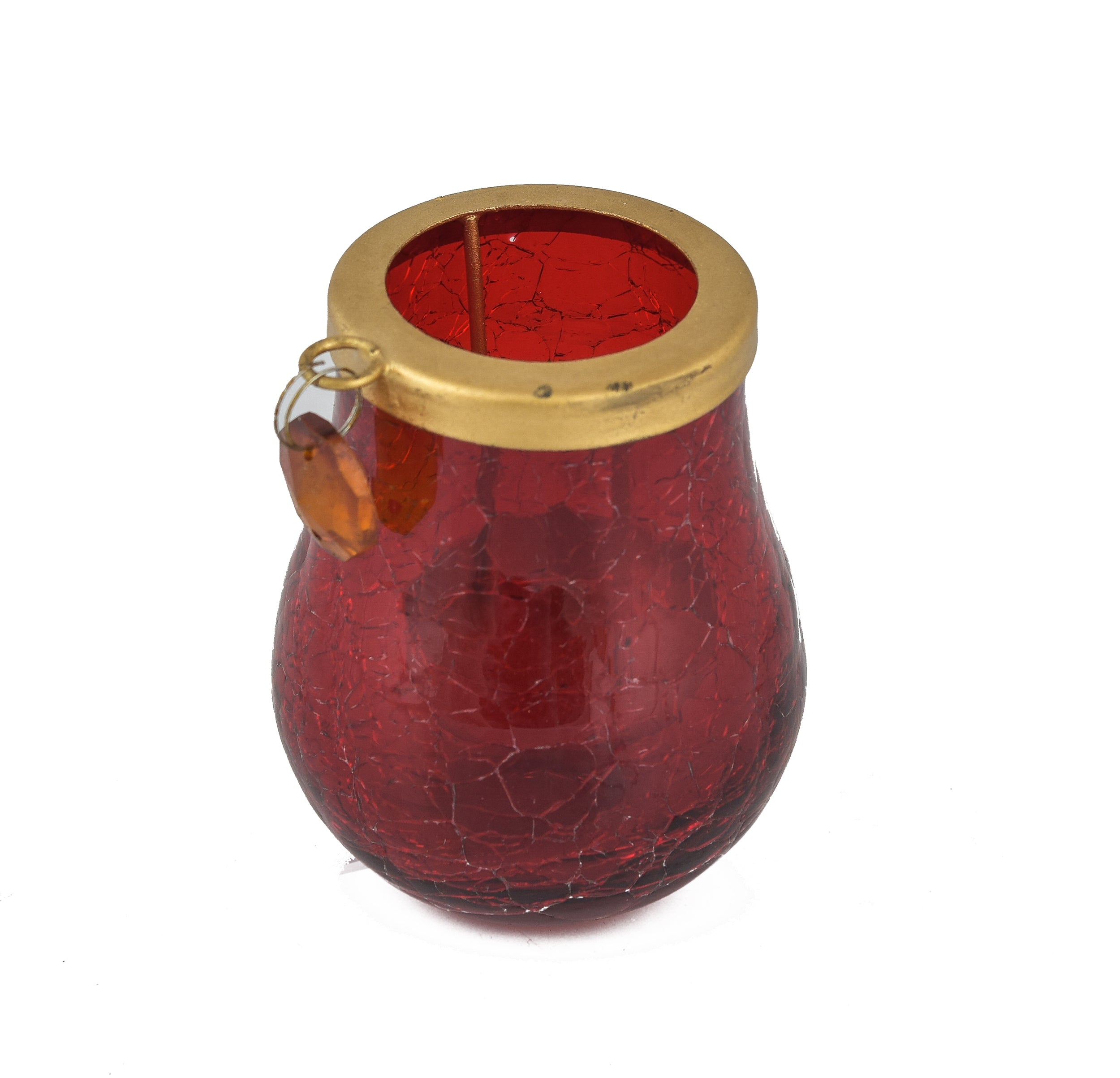 DEEP GLASS MATKA T-LIGHT HOLDER RED