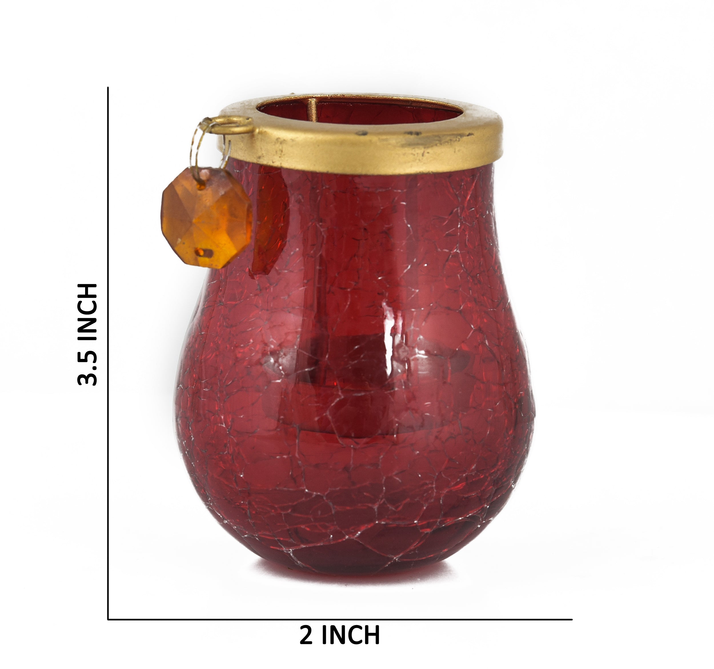 DEEP GLASS MATKA T-LIGHT HOLDER RED