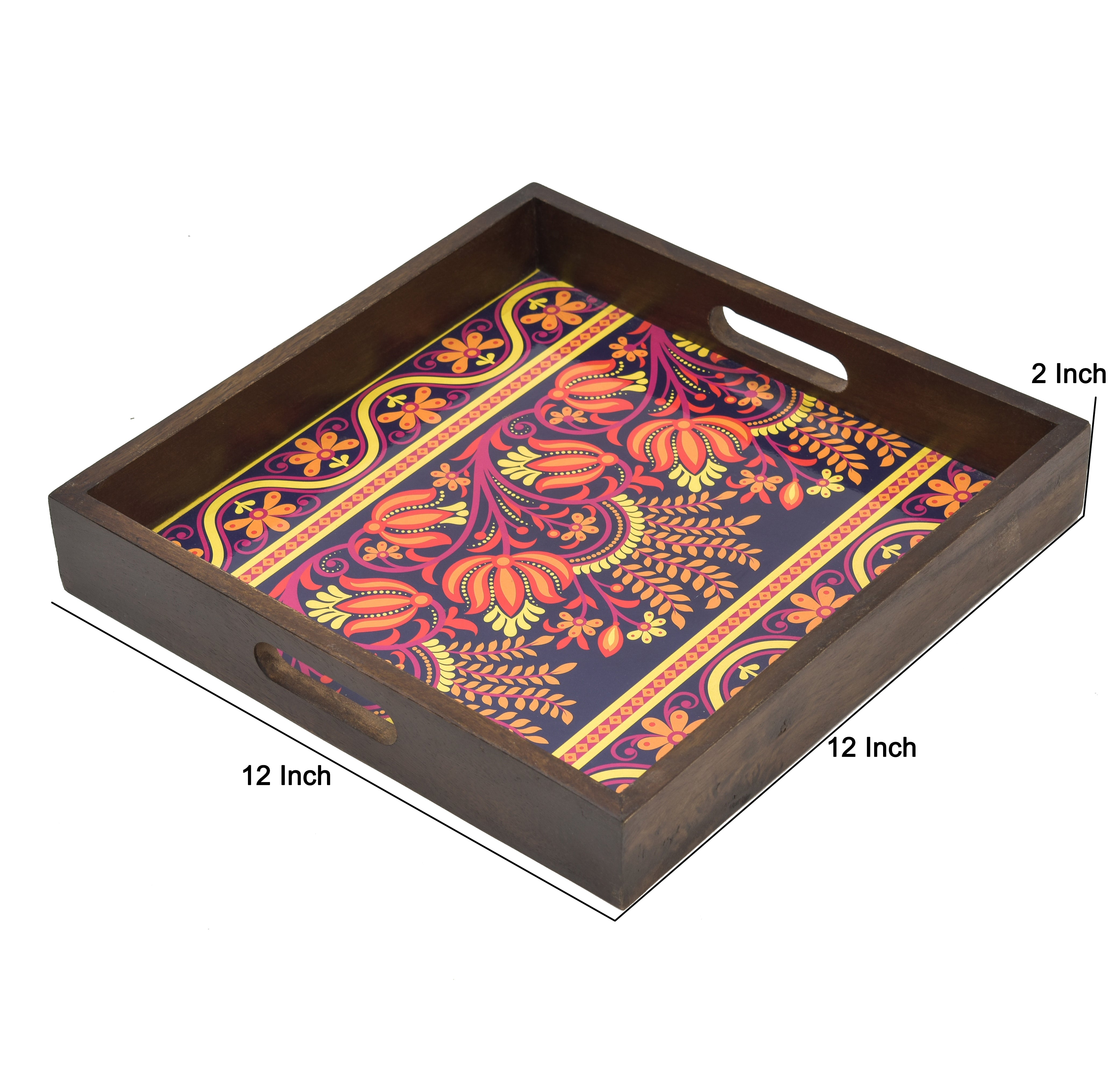 VINTAGE PRINTED WOODEN SQUARE SERVING TRAY
