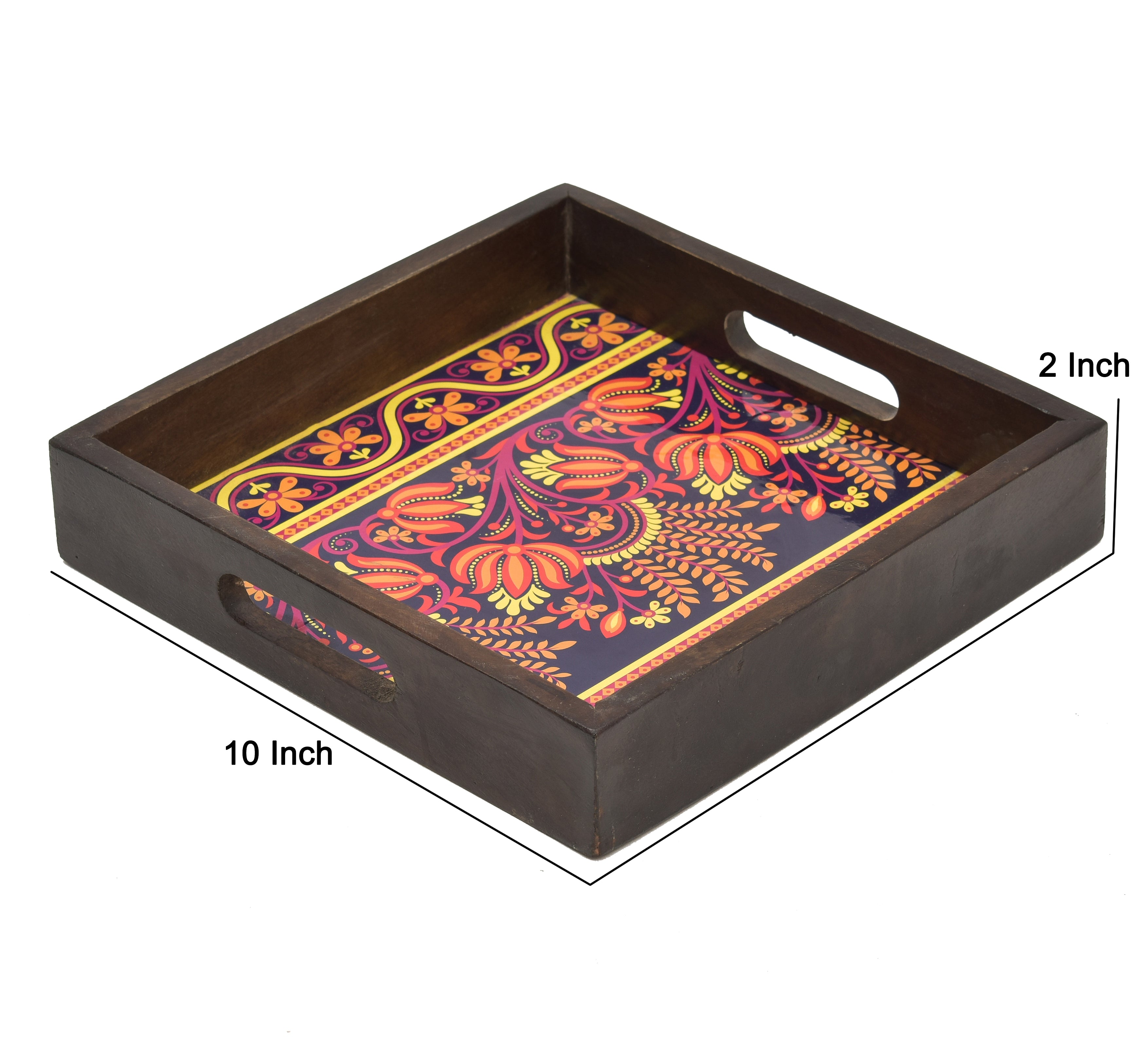 VINTAGE PRINTED WOODEN SQUARE SERVING TRAY
