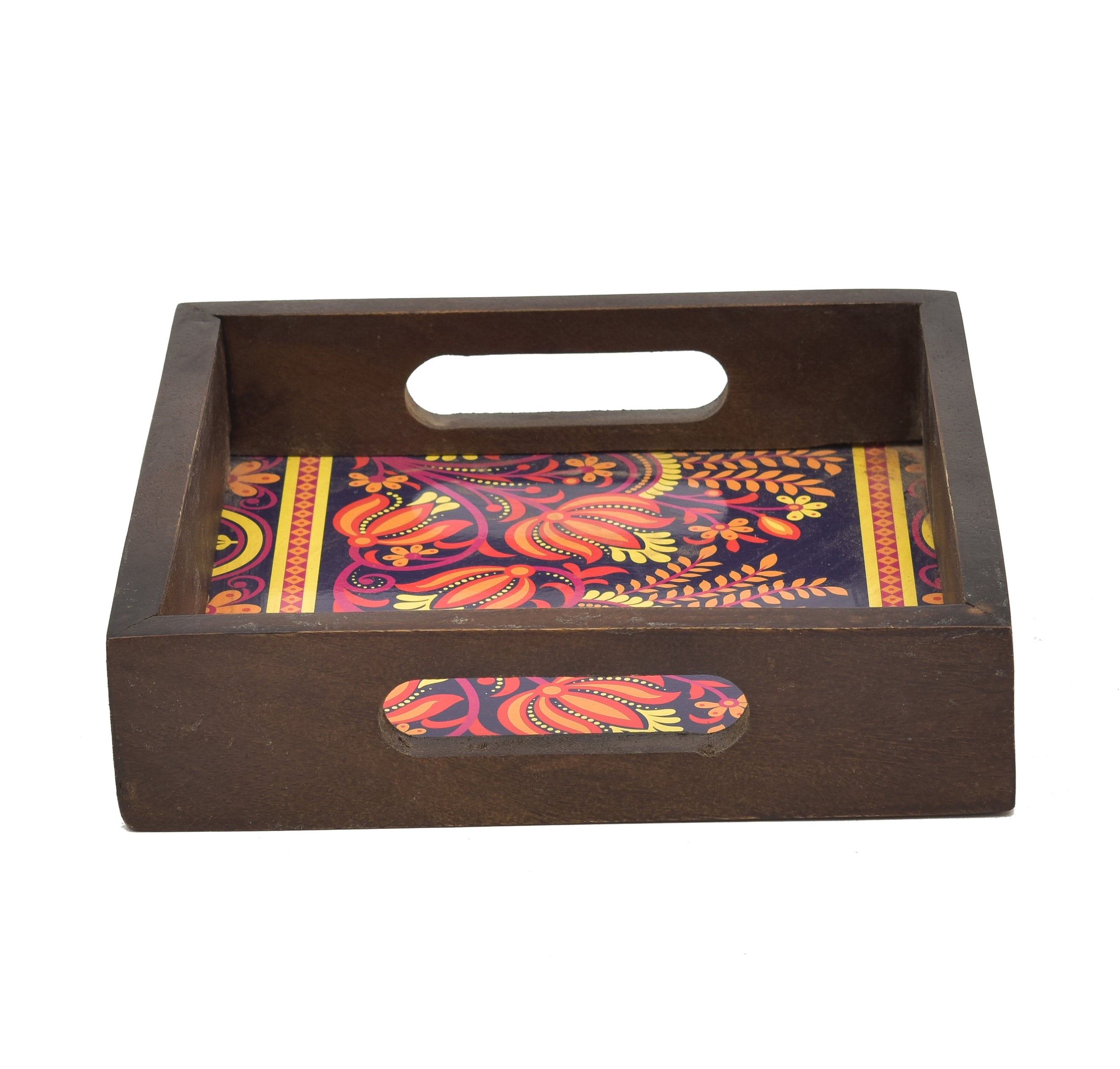 VINTAGE PRINTED WOODEN SQUARE SERVING TRAY