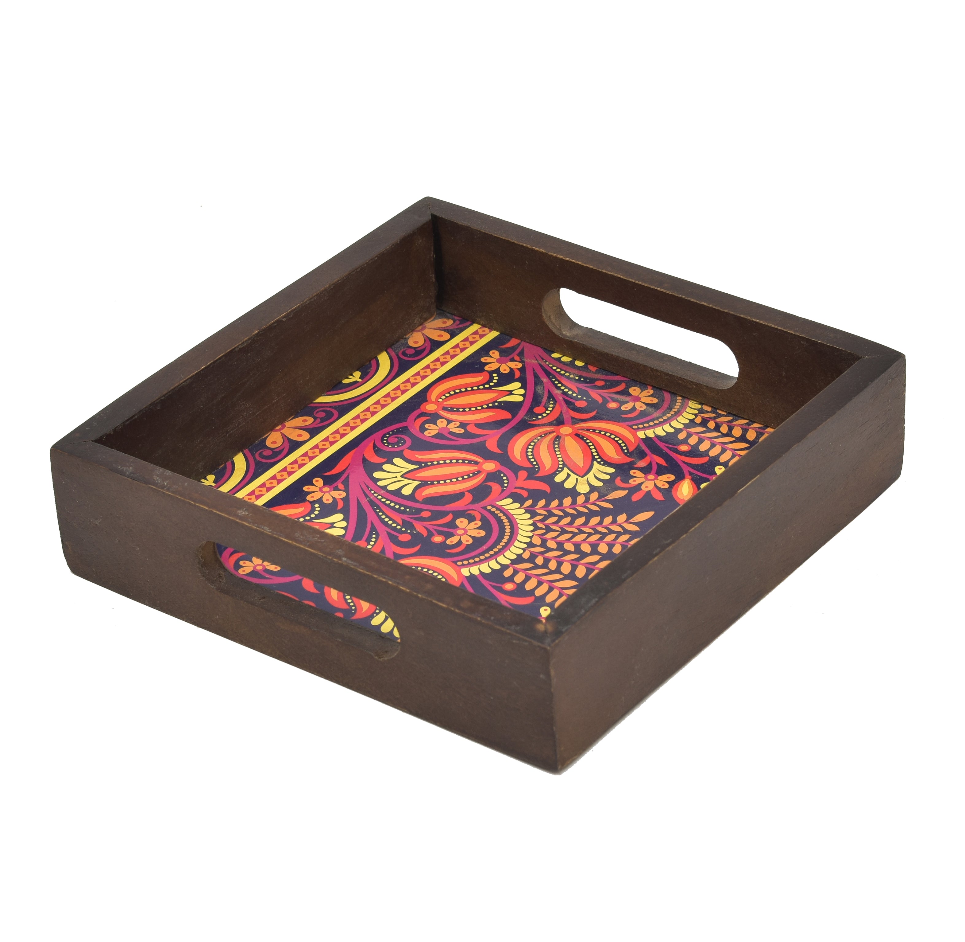 VINTAGE PRINTED WOODEN SQUARE SERVING TRAY