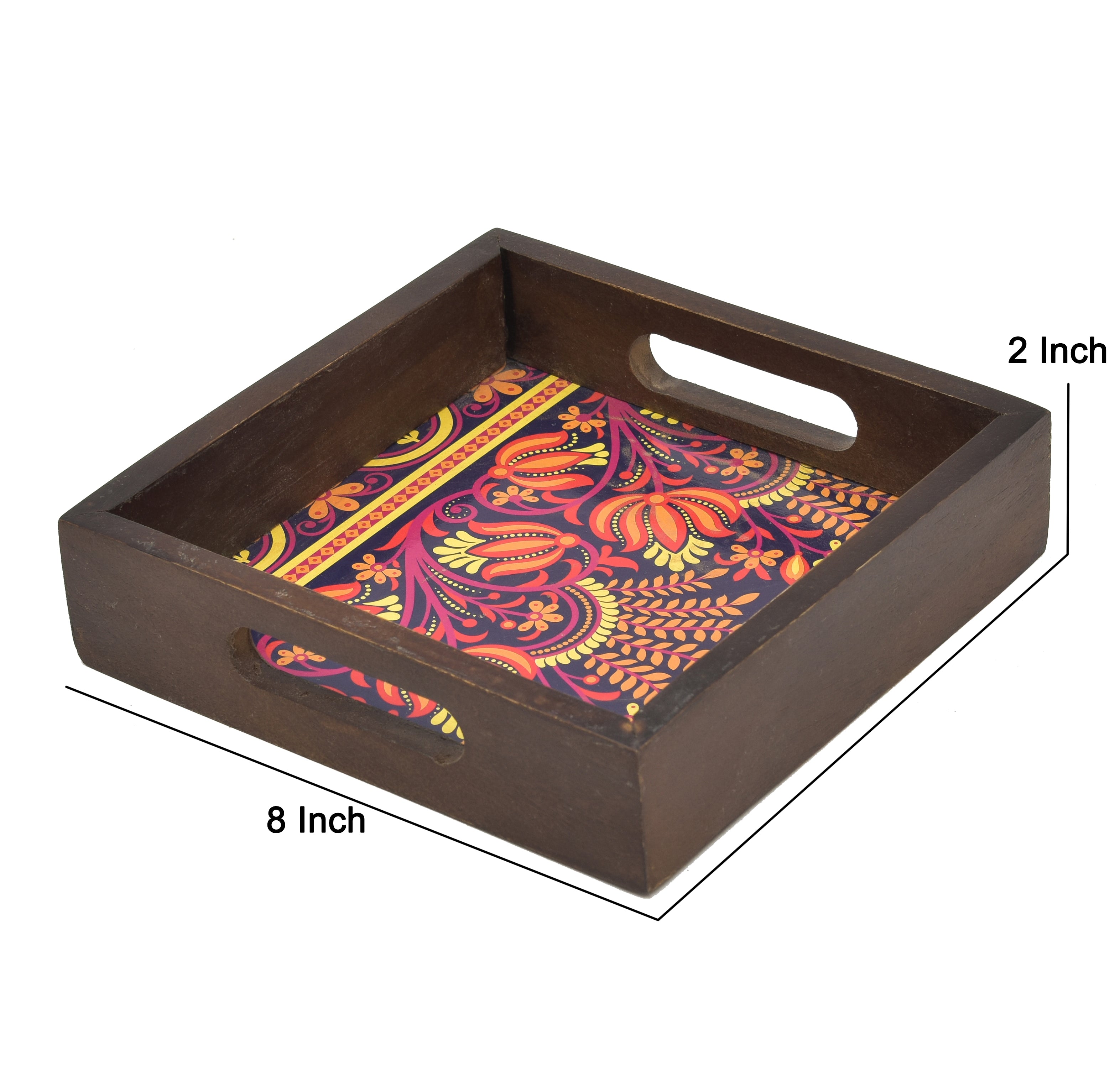 VINTAGE PRINTED WOODEN SQUARE SERVING TRAY