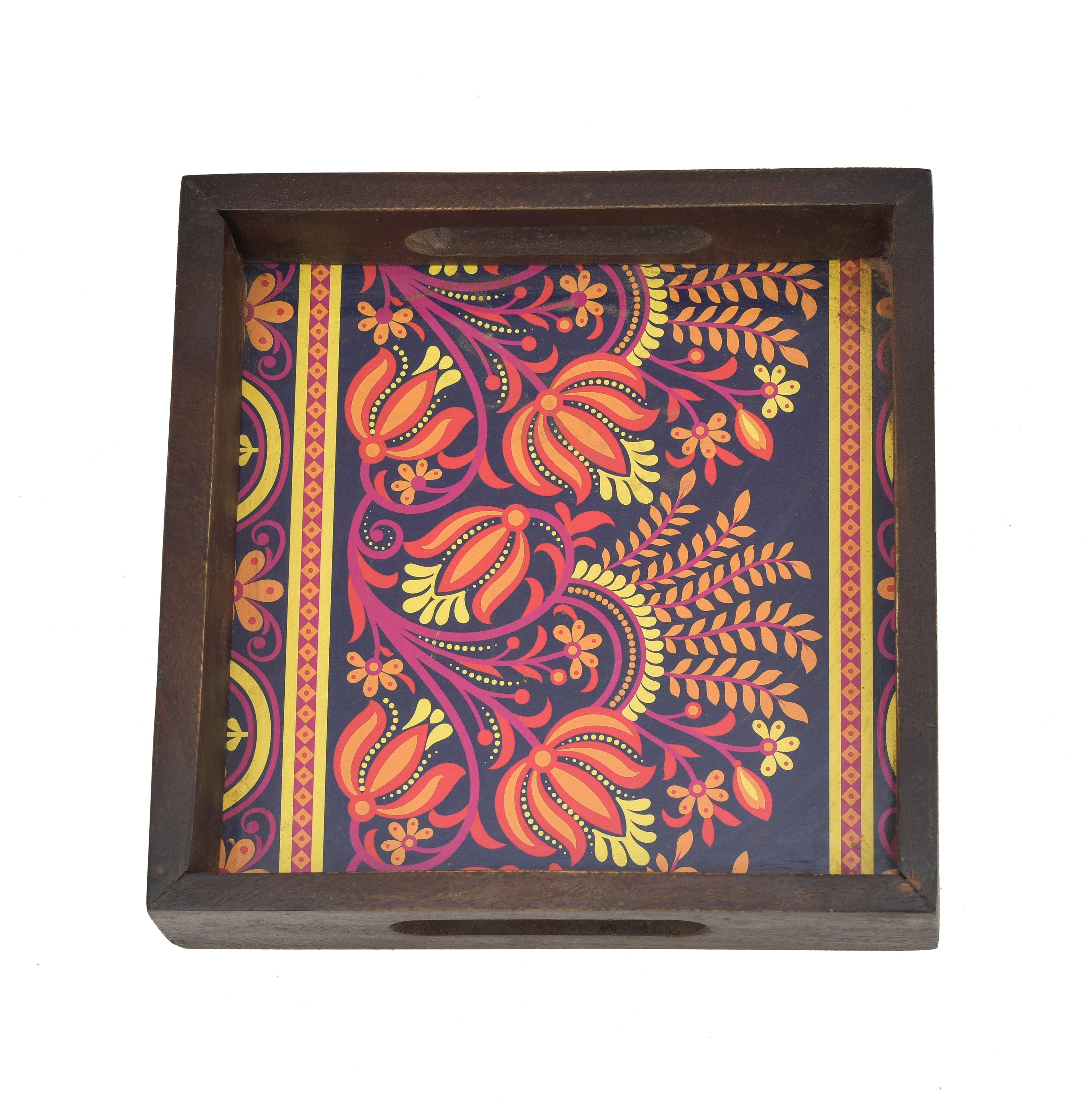 VINTAGE PRINTED WOODEN SQUARE SERVING TRAY