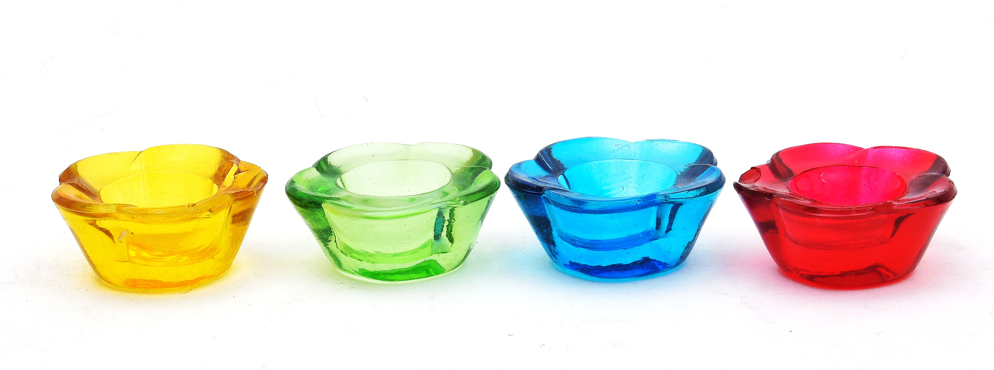 Deep Tea Light Holder Flower Assorted Color - Set of 4