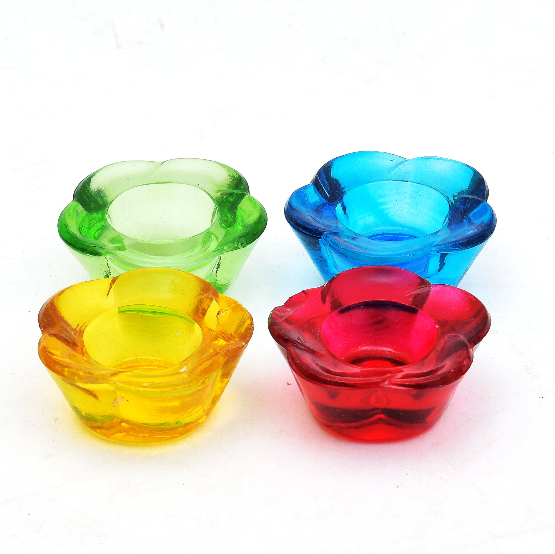 Deep Tea Light Holder Flower Assorted Color - Set of 4