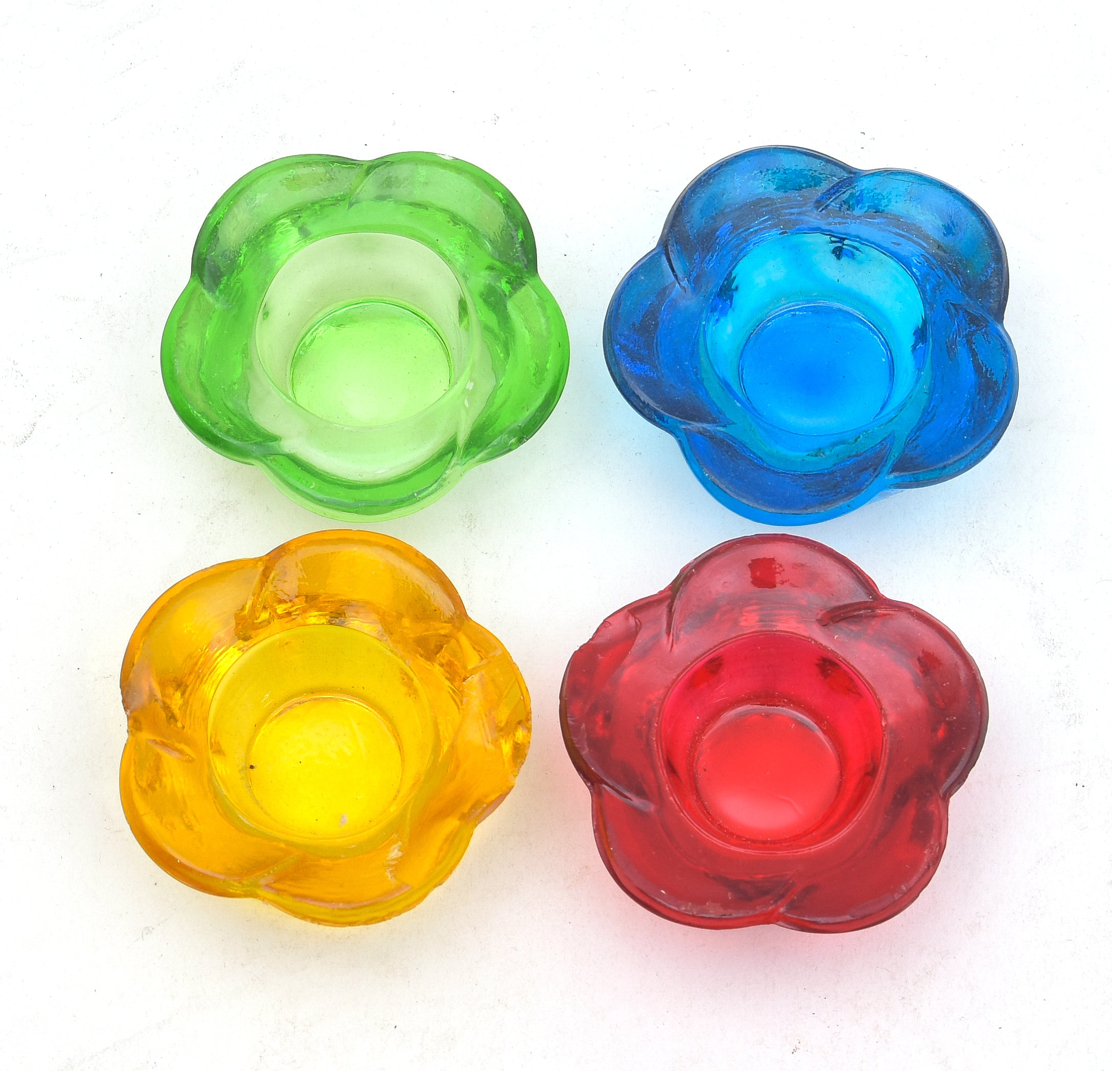 Deep Tea Light Holder Flower Assorted Color - Set of 4